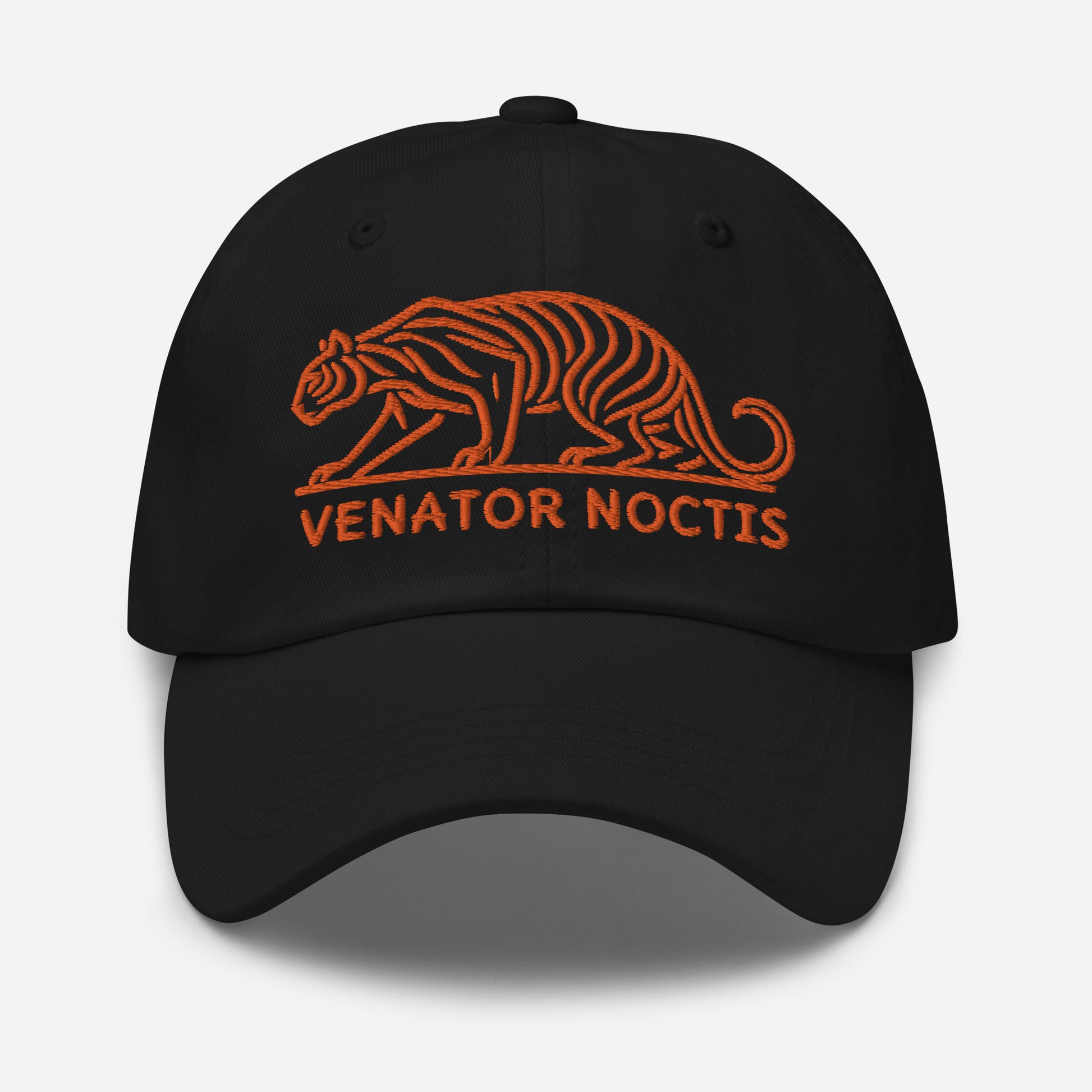 Dad Hat Tiger "VENATOR NOCTIS" Orange One Size adjustable,agility,animal motif,bold design,casual style,courage,dad hat,iconic,power,predator,premium quality,strength,tiger,unique design,unisex,untamed,wild