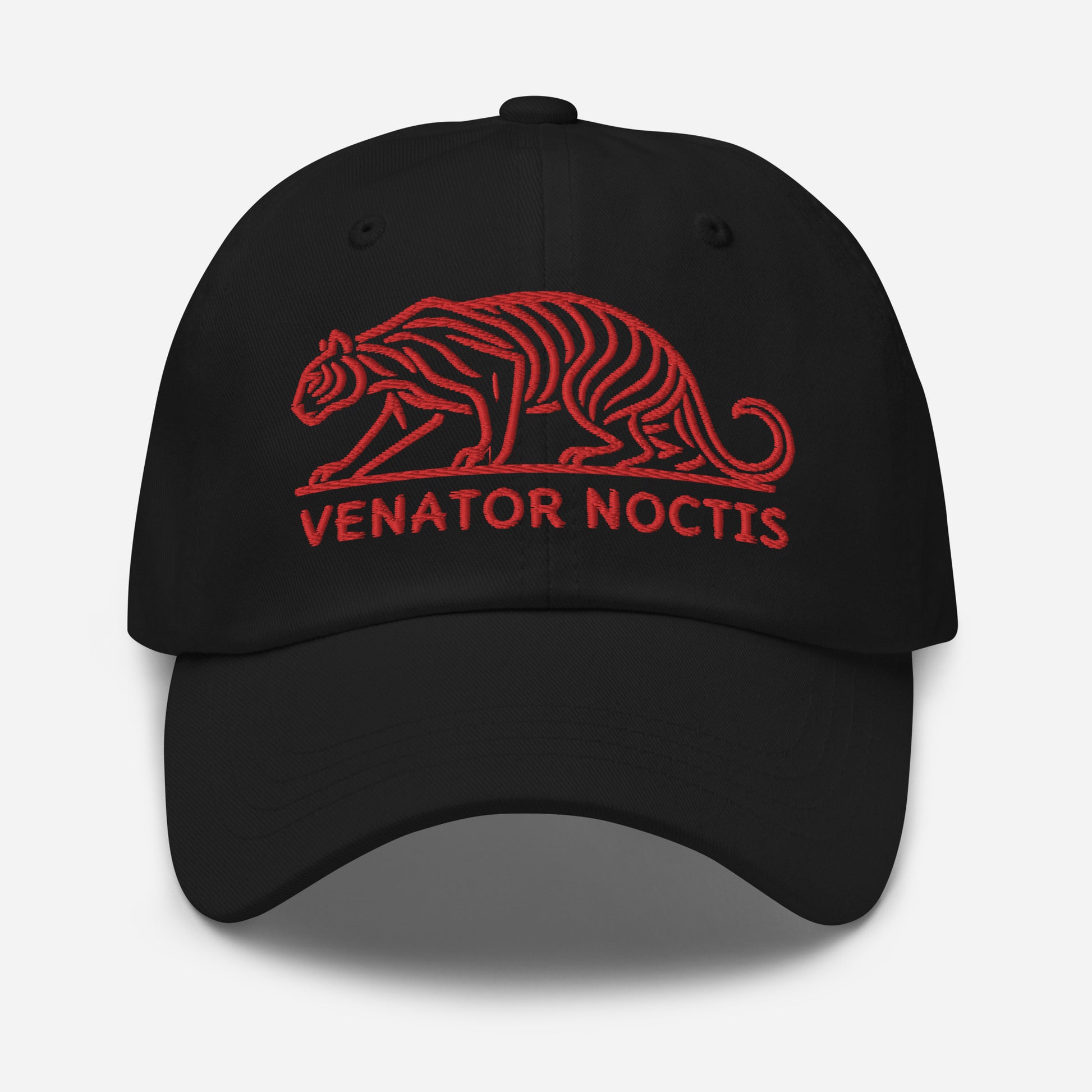 Dad Hat Tiger "VENATOR NOCTIS" Red One Size adjustable,agility,animal motif,bold design,casual style,courage,dad hat,iconic,power,predator,premium quality,strength,tiger,unique design,unisex,untamed,wild