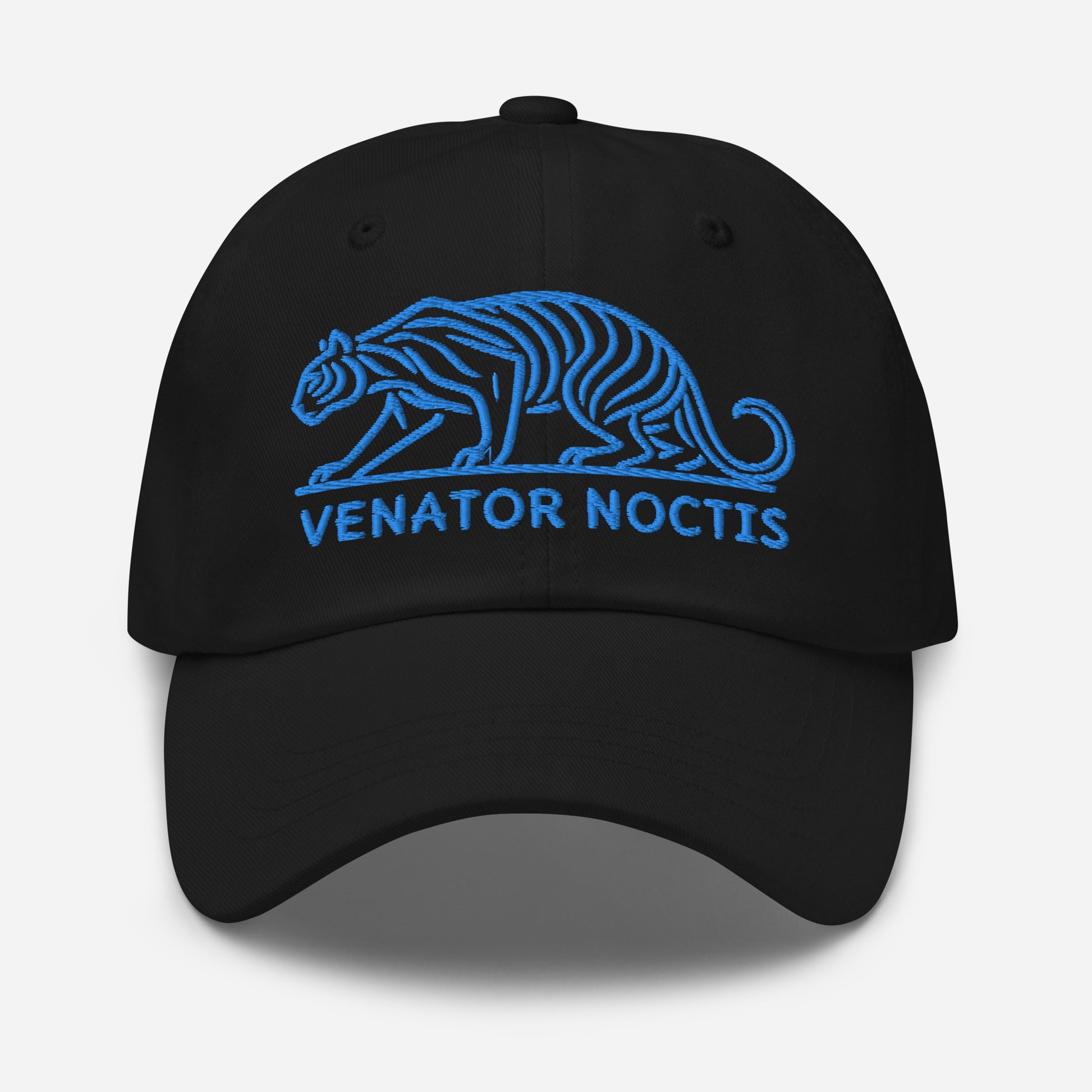 Dad Hat Tiger "VENATOR NOCTIS" Blue One Size adjustable,agility,animal motif,bold design,casual style,courage,dad hat,iconic,power,predator,premium quality,strength,tiger,unique design,unisex,untamed,wild