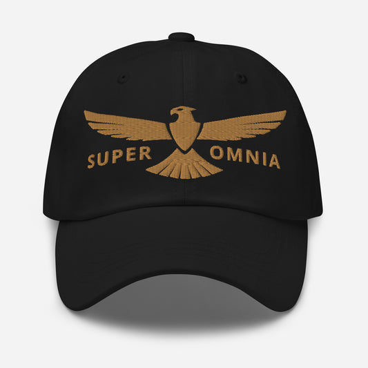 Dad Hat Eagle "SUPER OMNIA" Old Gold One Size above all,adjustable,animal motif,bold design,casual style,dad hat,eagle,focus,freedom,iconic,independence,premium quality,resilience,soar,strength,unique design,unisex,vision