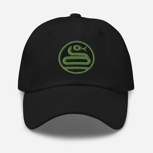 Dad Hat "SNAKE" Green One Size adjustable,animal motif,bold design,casual style,dad hat,iconic,knowledge,mystery,nature-inspired,predator,premium quality,resilience,snake,spirit animal,stealth,symbolism,transformation,unique design,unisex,wisdom