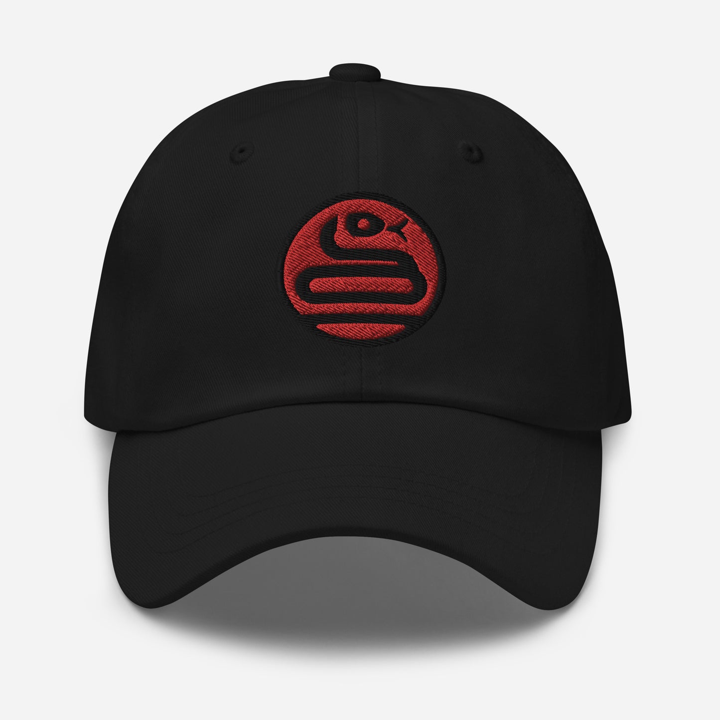 Dad Hat "SNAKE" Red V2 One Size adjustable,animal motif,bold design,casual style,dad hat,iconic,knowledge,mystery,nature-inspired,predator,premium quality,resilience,snake,spirit animal,stealth,symbolism,transformation,unique design,unisex,wisdom