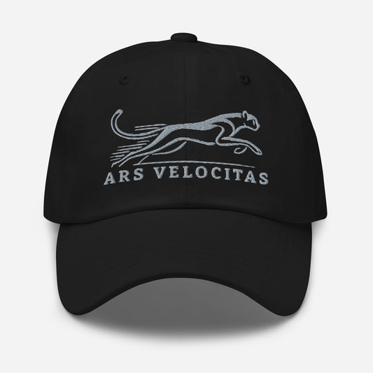 Dad Hat Cheetah "ARS VELOCITAS" Grey One Size adjustable,agility,animal motif,bold design,casual style,cheetah,dad hat,endurance,iconic,nature-inspired,predator,premium quality,resilience,speed,stealth,strength,unique design,unisex,velocity,wild