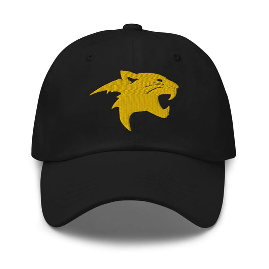 Dad Hat "Panther Head" Gold adjustable,agility,animal motif,beast mode,bold design,casual style,dad hat,iconic,panther,power,premium quality,stealth,strength,unique design,unisex,wild