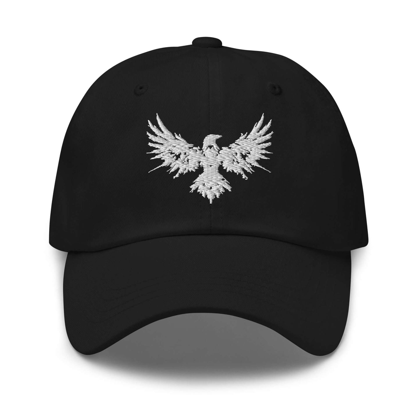 Dad Hat Raven "ENIGMA" White adjustable,animal motif,bold design,casual style,dad hat,endurance,enigma,freedom,iconic,mystery,premium quality,raven,transformation,unique design,unisex