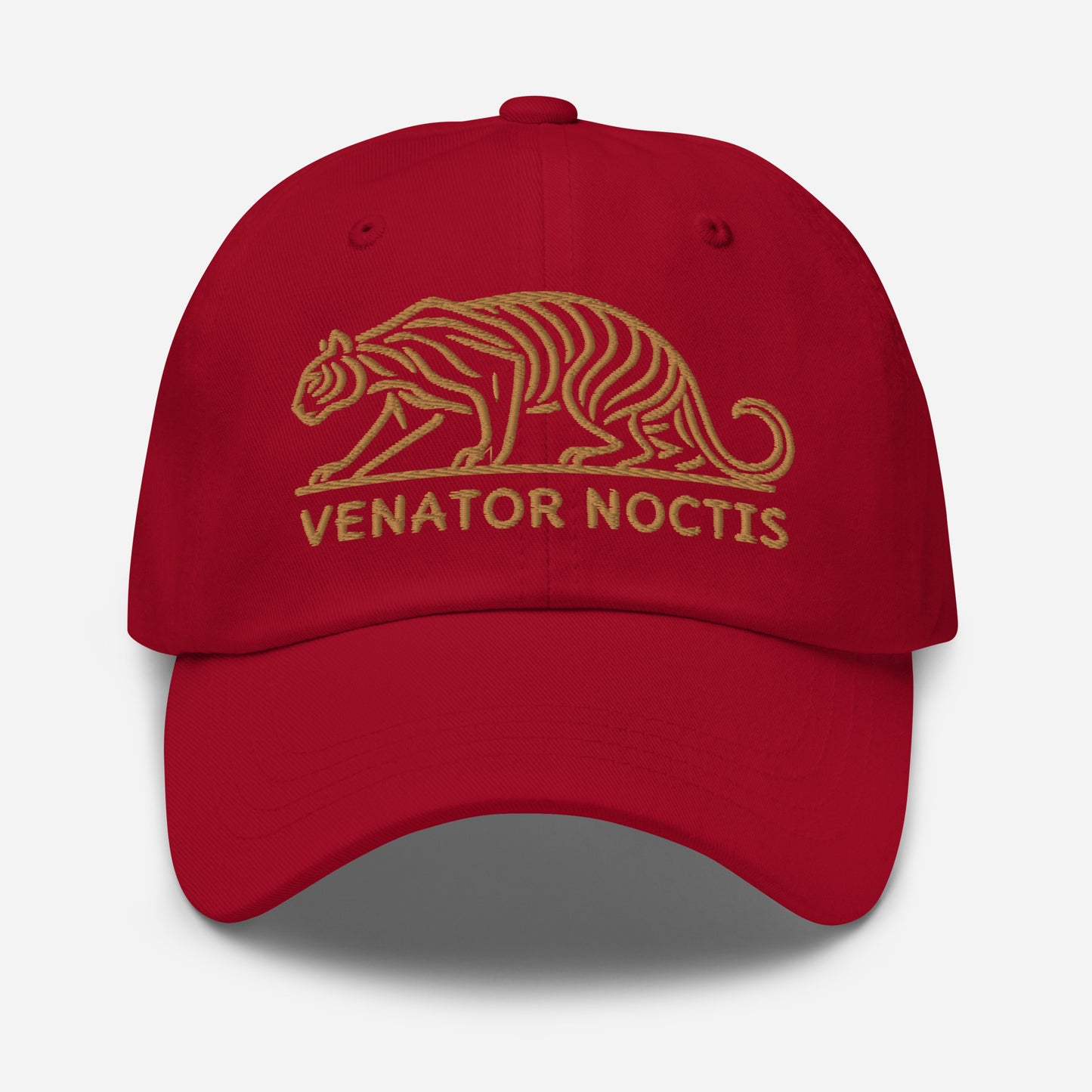 Dad Hat Tiger "VENATOR NOCTIS" Old Gold One Size adjustable,agility,animal motif,bold design,casual style,courage,dad hat,iconic,power,predator,premium quality,strength,tiger,unique design,unisex,untamed,wild