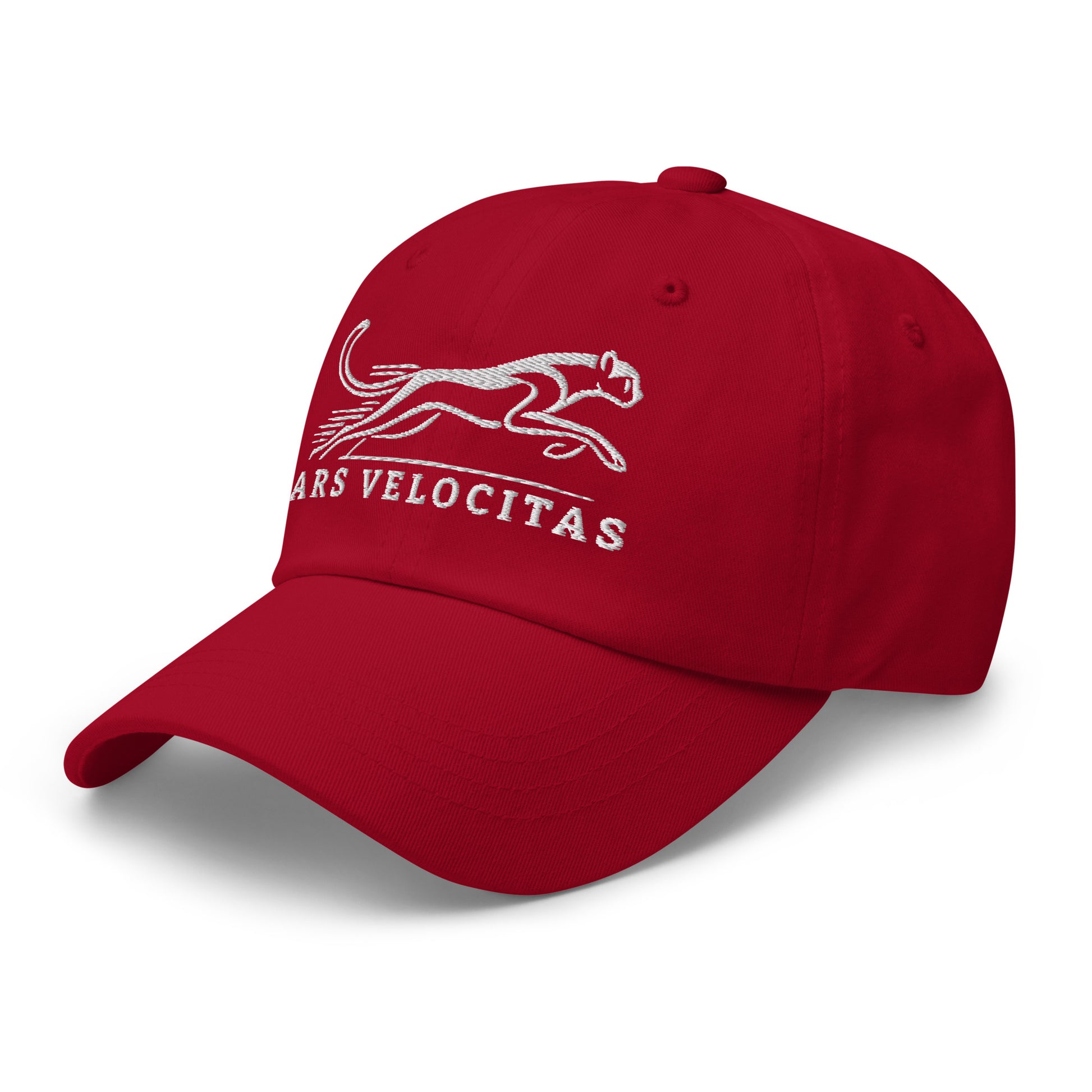 Dad Hat Cheetah "ARS VELOCITAS" White One Size adjustable,agility,animal motif,bold design,casual style,cheetah,dad hat,endurance,iconic,nature-inspired,predator,premium quality,resilience,speed,stealth,strength,unique design,unisex,velocity,wild