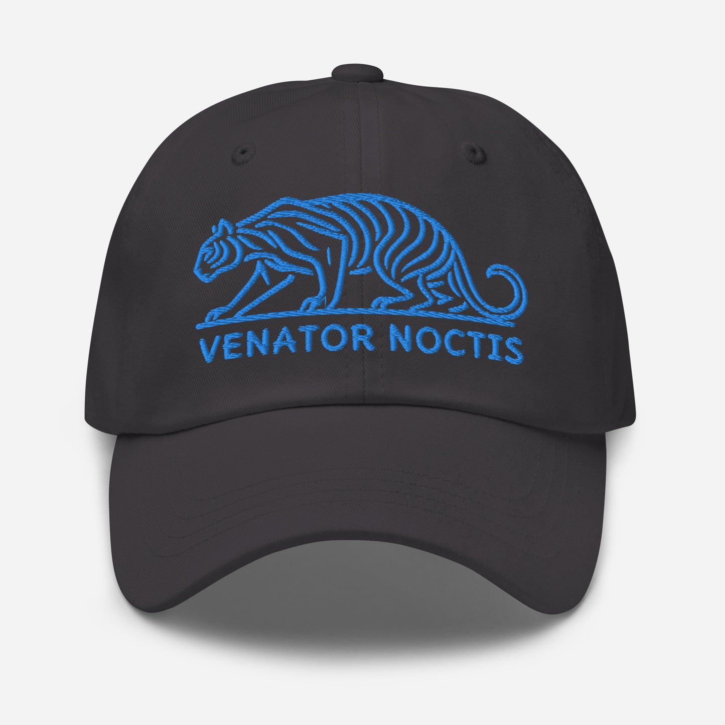 Dad Hat Tiger "VENATOR NOCTIS" Blue One Size adjustable,agility,animal motif,bold design,casual style,courage,dad hat,iconic,power,predator,premium quality,strength,tiger,unique design,unisex,untamed,wild