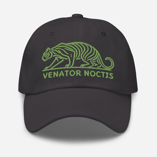 Dad Hat Tiger "VENATOR NOCTIS" Green One Size adjustable,agility,animal motif,bold design,casual style,courage,dad hat,iconic,power,predator,premium quality,strength,tiger,unique design,unisex,untamed,wild