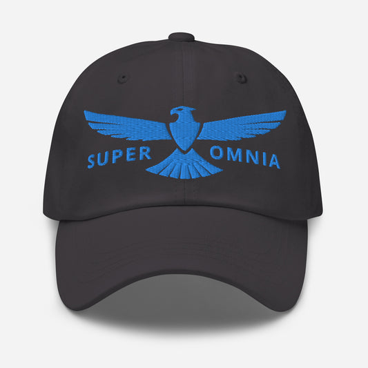 Dad Hat Eagle "SUPER OMNIA" Blue One Size above all,adjustable,animal motif,bold design,casual style,dad hat,eagle,focus,freedom,iconic,independence,premium quality,resilience,soar,strength,unique design,unisex,vision