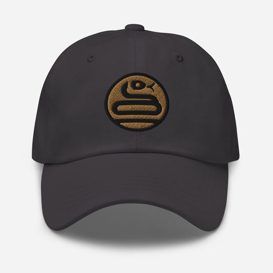 Dad Hat "SNAKE" Old Gold V2 One Size adjustable,animal motif,bold design,casual style,dad hat,iconic,knowledge,mystery,nature-inspired,predator,premium quality,resilience,snake,spirit animal,stealth,symbolism,transformation,unique design,unisex,wisdom