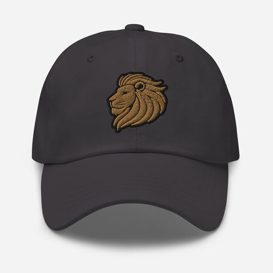 Dad Hat "LION HEAD" Old Gold One Size adjustable,animal motif,bold design,casual style,courage,dad hat,iconic,leadership,lion,majesty,nature,noble,power,premium quality,strength,unique design,unisex