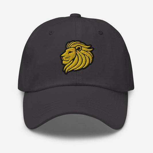 Dad Hat "LION HEAD" Gold One Size adjustable,animal motif,bold design,casual style,courage,dad hat,iconic,leadership,lion,majesty,nature,noble,power,premium quality,strength,unique design,unisex