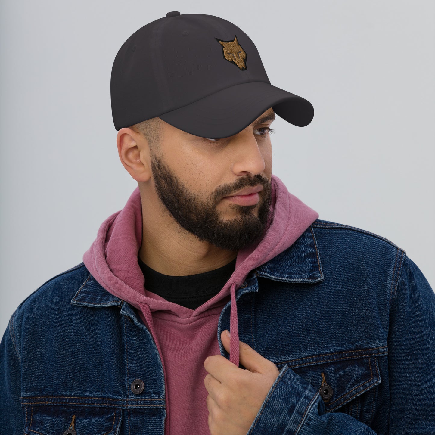 Dad Hat Wolf Logo "LOBO" Old Gold One Size adjustable,alpha,animal motif,bold design,casual style,courage,dad hat,endurance,freedom,iconic,lone wolf,nature-inspired,predator,premium quality,resilience,stealth,strength,survival,unique design,unisex,wild sp