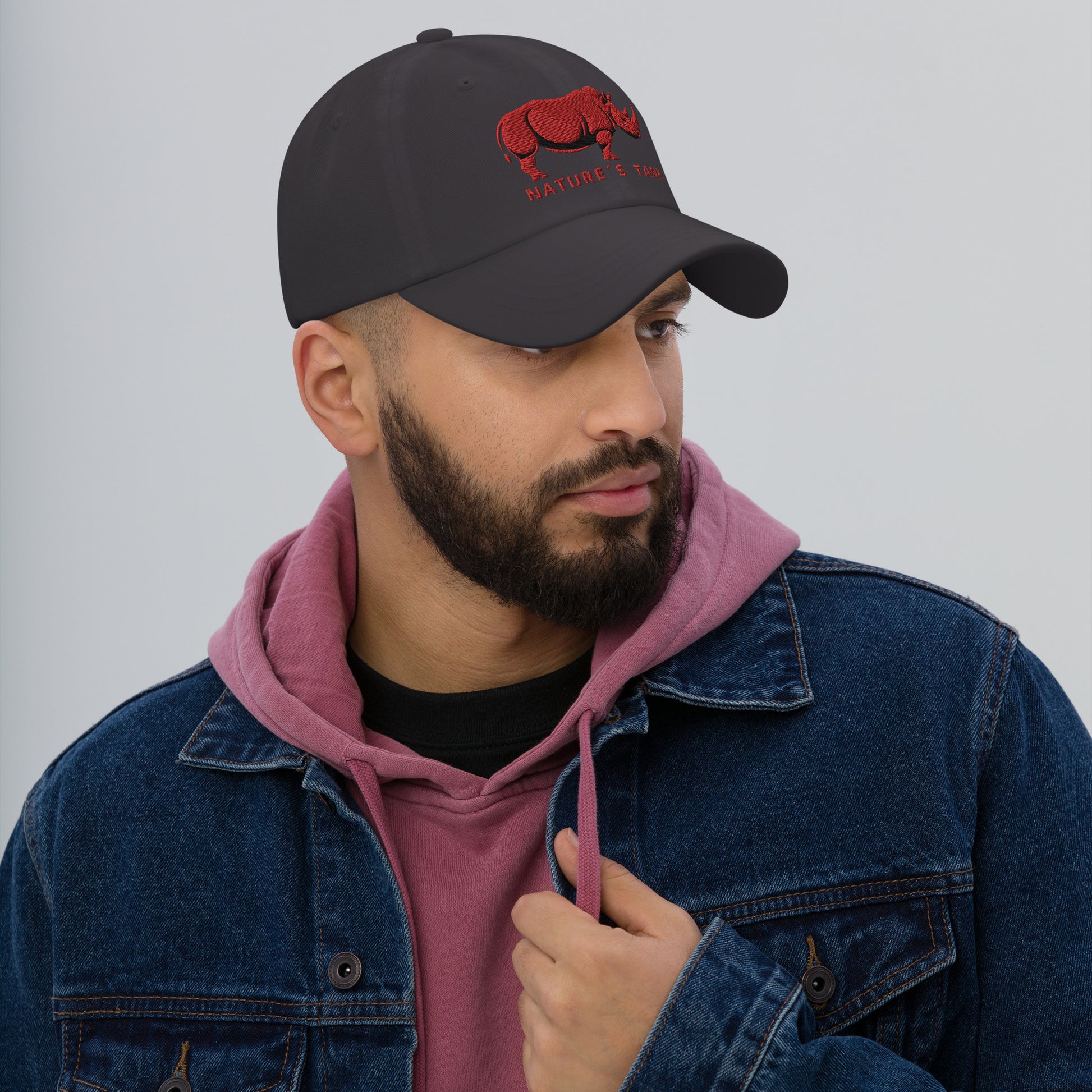 Dad Hat "RHINO" Red One Size adjustable,animal motif,bold design,casual style,dad hat,iconic,premium quality,unique design,unisex