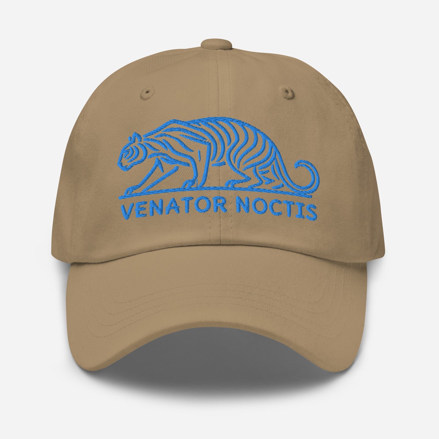 Dad Hat Tiger "VENATOR NOCTIS" Blue One Size adjustable,agility,animal motif,bold design,casual style,courage,dad hat,iconic,power,predator,premium quality,strength,tiger,unique design,unisex,untamed,wild