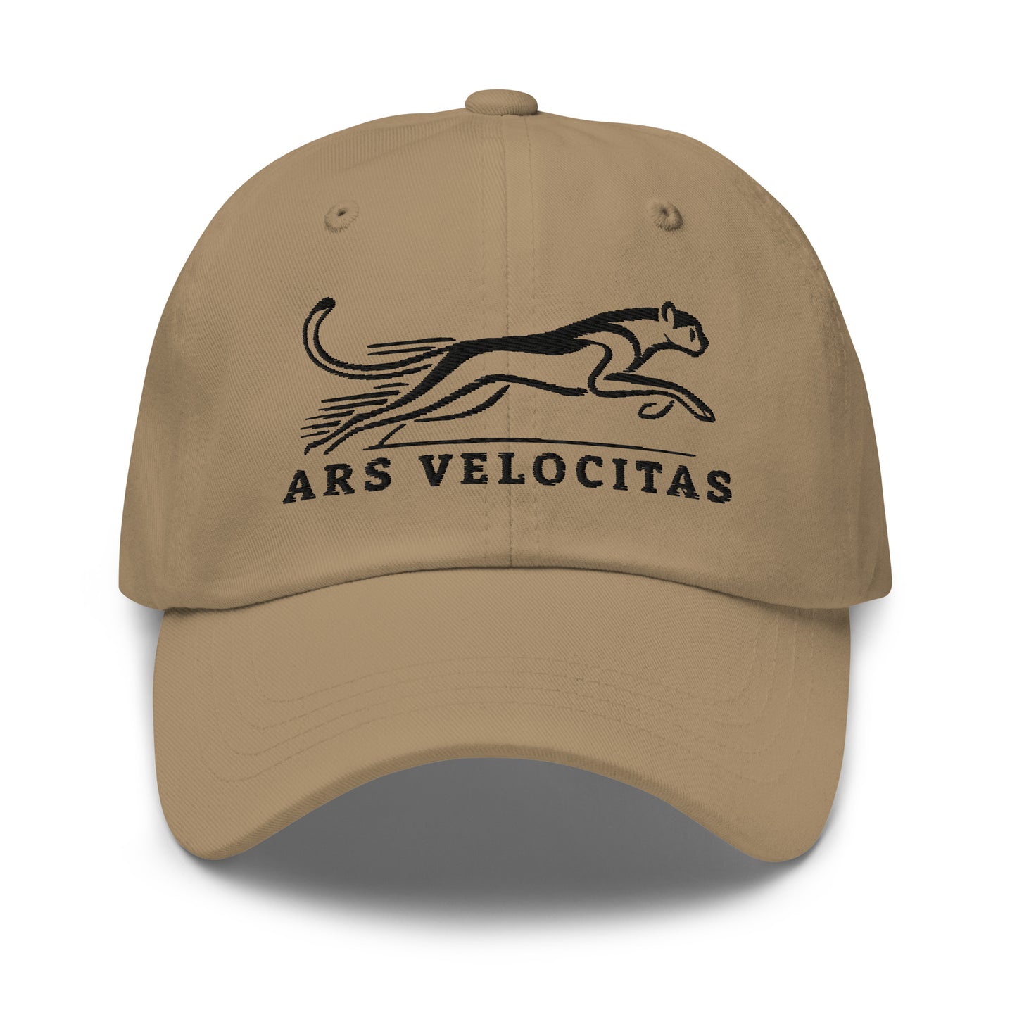 Dad Hat Cheetah "ARS VELOCITAS" Black One Size adjustable,agility,animal motif,bold design,casual style,cheetah,dad hat,endurance,iconic,nature-inspired,predator,premium quality,resilience,speed,stealth,strength,unique design,unisex,velocity,wild