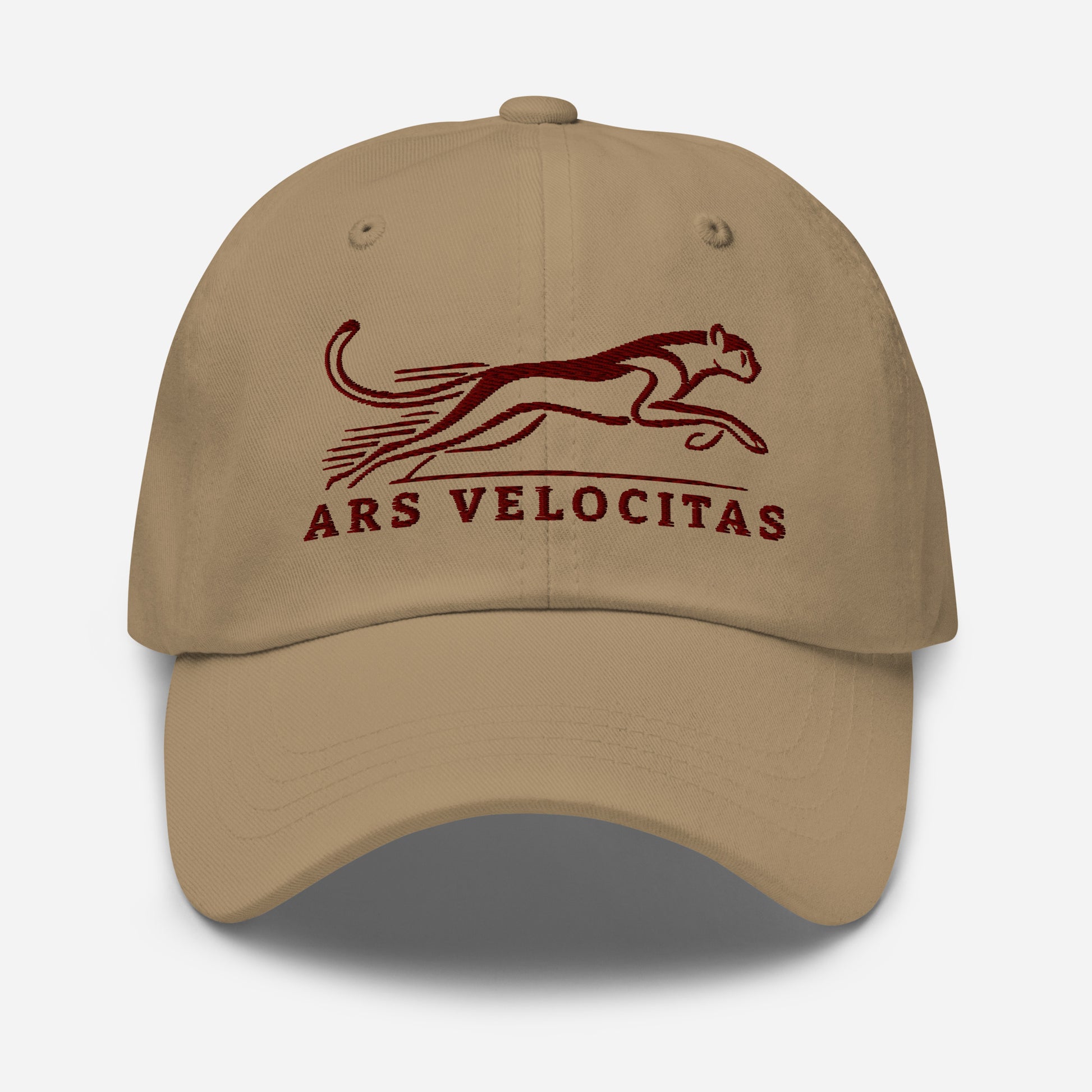 Dad Hat Cheetah "ARS VELOCITAS" Maroon One Size adjustable,agility,animal motif,bold design,casual style,cheetah,dad hat,endurance,iconic,nature-inspired,predator,premium quality,resilience,speed,stealth,strength,unique design,unisex,velocity,wild