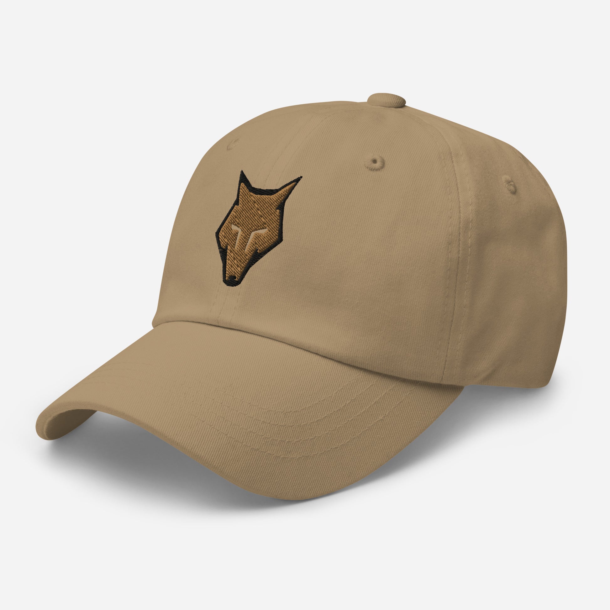 Dad Hat Wolf Logo "LOBO" Old Gold One Size adjustable,alpha,animal motif,bold design,casual style,courage,dad hat,endurance,freedom,iconic,lone wolf,nature-inspired,predator,premium quality,resilience,stealth,strength,survival,unique design,unisex,wild sp