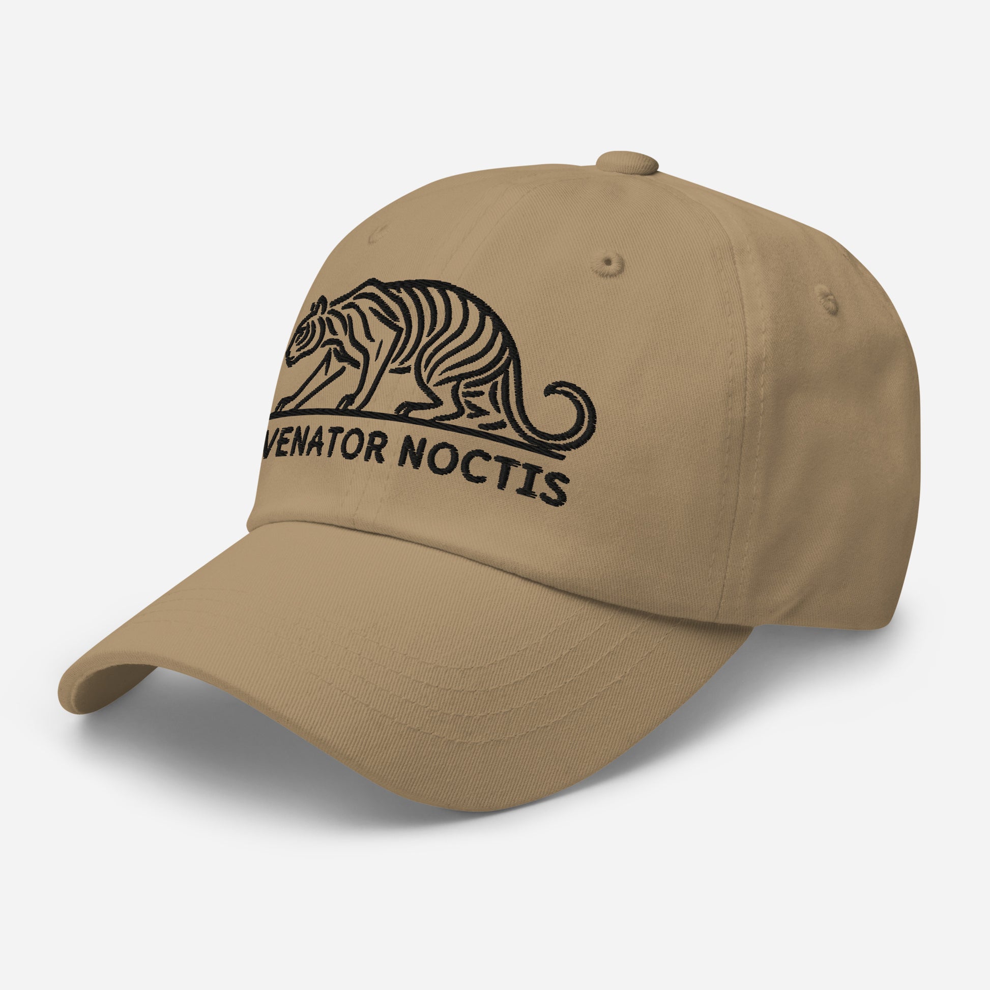 Dad Hat Tiger "VENATOR NOCTIS" Black One Size adjustable,agility,animal motif,bold design,casual style,courage,dad hat,iconic,power,predator,premium quality,strength,tiger,unique design,unisex,untamed,wild