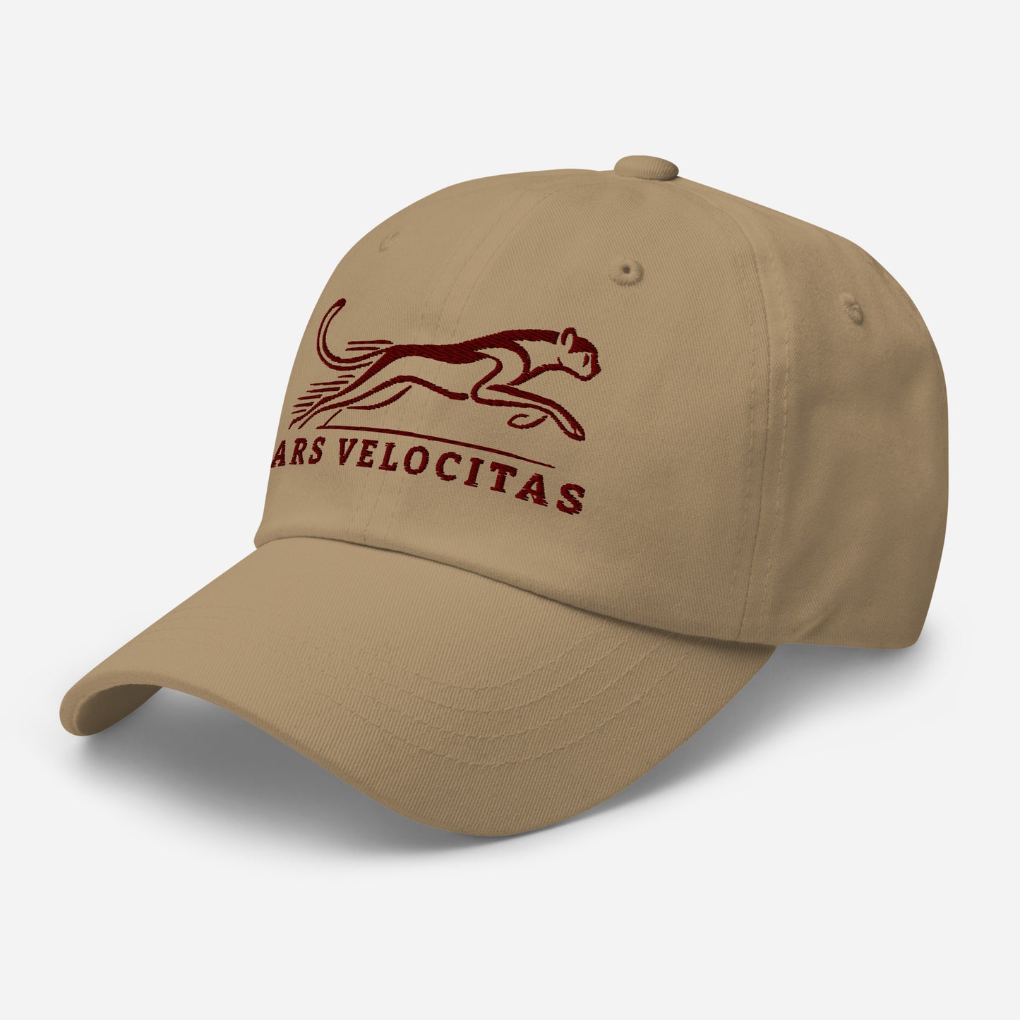 Dad Hat Cheetah "ARS VELOCITAS" Maroon One Size adjustable,agility,animal motif,bold design,casual style,cheetah,dad hat,endurance,iconic,nature-inspired,predator,premium quality,resilience,speed,stealth,strength,unique design,unisex,velocity,wild