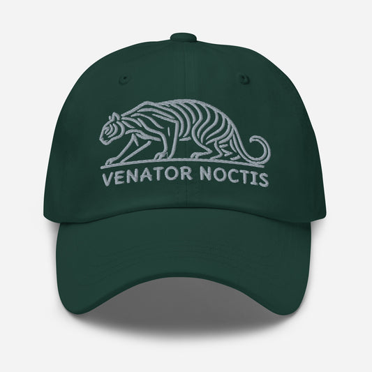 Dad Hat Tiger "VENATOR NOCTIS" Grey One Size adjustable,agility,animal motif,bold design,casual style,courage,dad hat,iconic,power,predator,premium quality,strength,tiger,unique design,unisex,untamed,wild