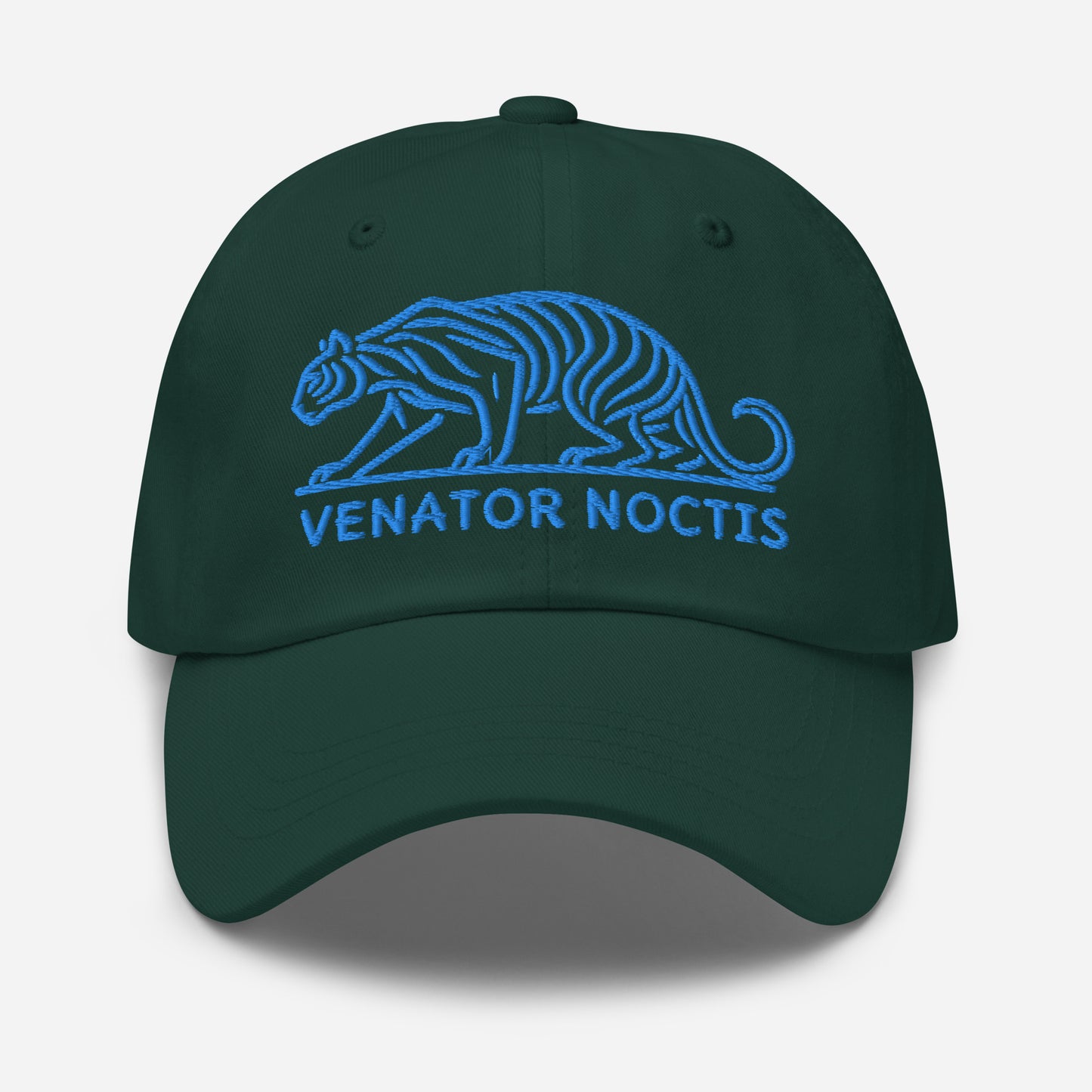 Dad Hat Tiger "VENATOR NOCTIS" Blue One Size adjustable,agility,animal motif,bold design,casual style,courage,dad hat,iconic,power,predator,premium quality,strength,tiger,unique design,unisex,untamed,wild