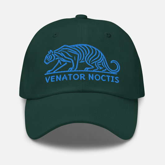 Dad Hat Tiger "VENATOR NOCTIS" Blue One Size adjustable,agility,animal motif,bold design,casual style,courage,dad hat,iconic,power,predator,premium quality,strength,tiger,unique design,unisex,untamed,wild