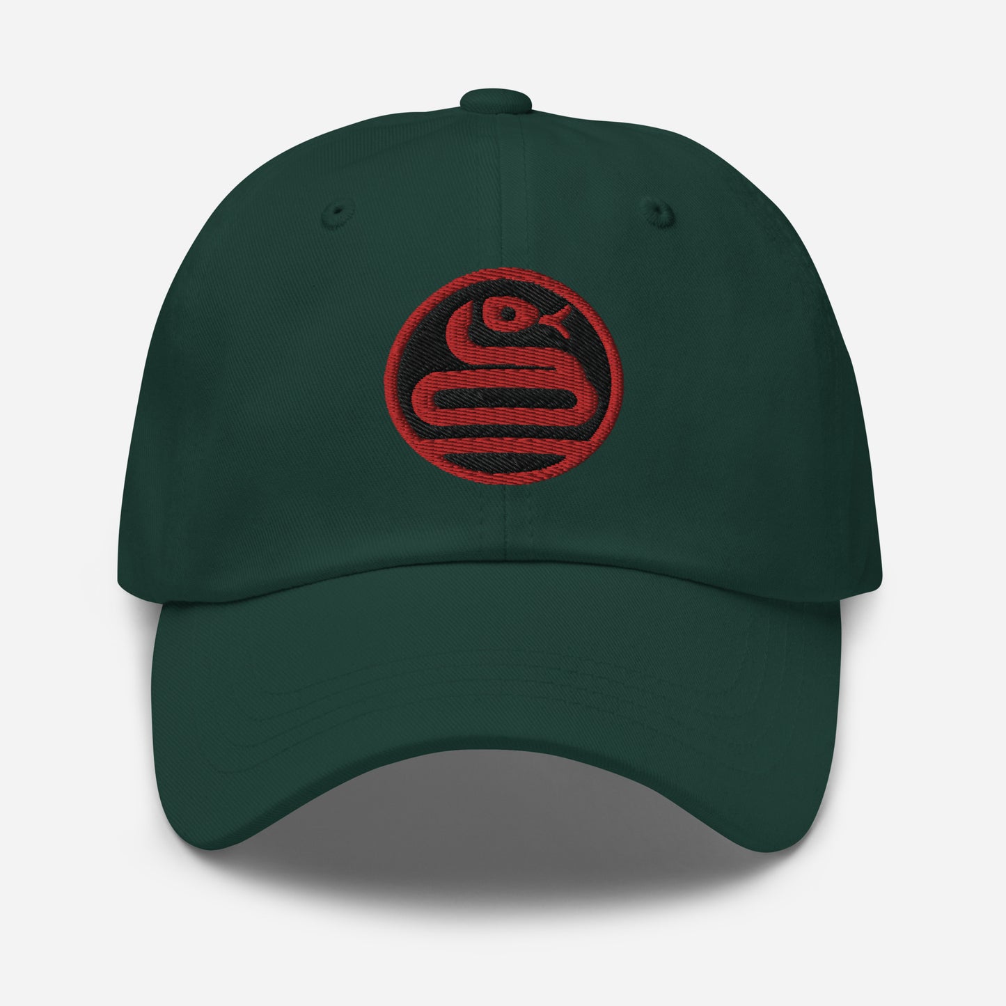 Dad Hat "SNAKE" Red One Size adjustable,animal motif,bold design,casual style,dad hat,iconic,knowledge,mystery,nature-inspired,predator,premium quality,resilience,snake,spirit animal,stealth,symbolism,transformation,unique design,unisex,wisdom