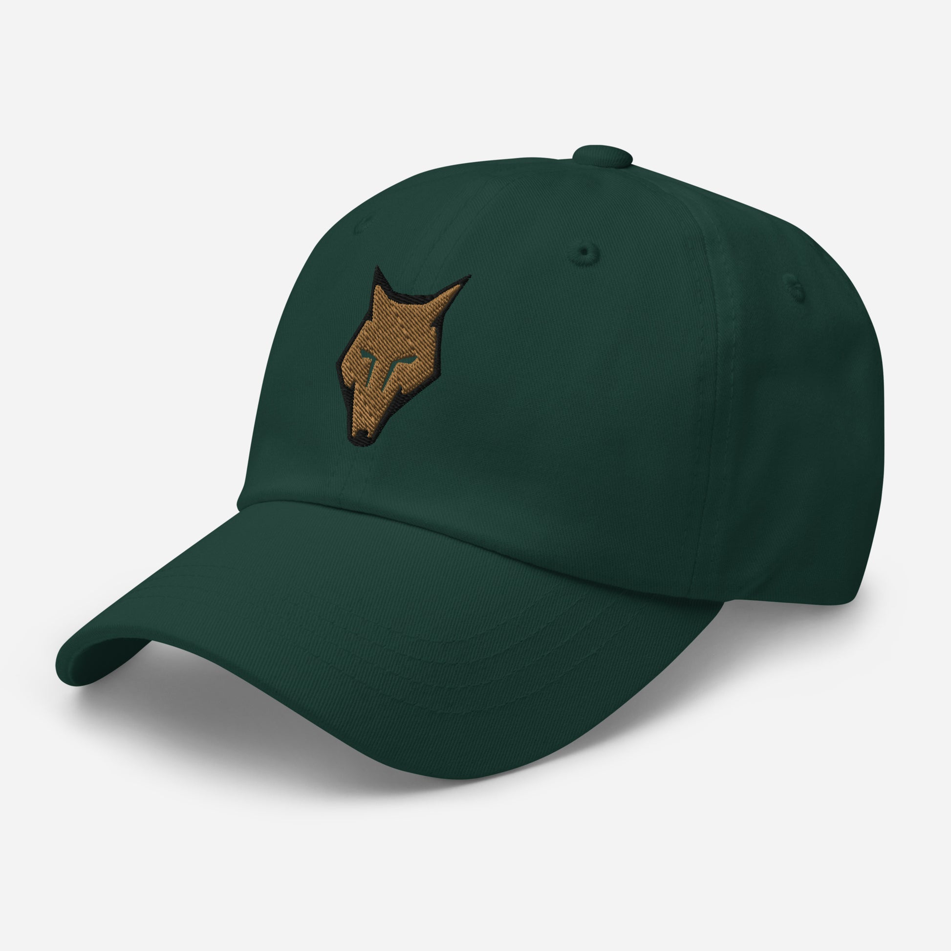 Dad Hat Wolf Logo "LOBO" Old Gold One Size adjustable,alpha,animal motif,bold design,casual style,courage,dad hat,endurance,freedom,iconic,lone wolf,nature-inspired,predator,premium quality,resilience,stealth,strength,survival,unique design,unisex,wild sp