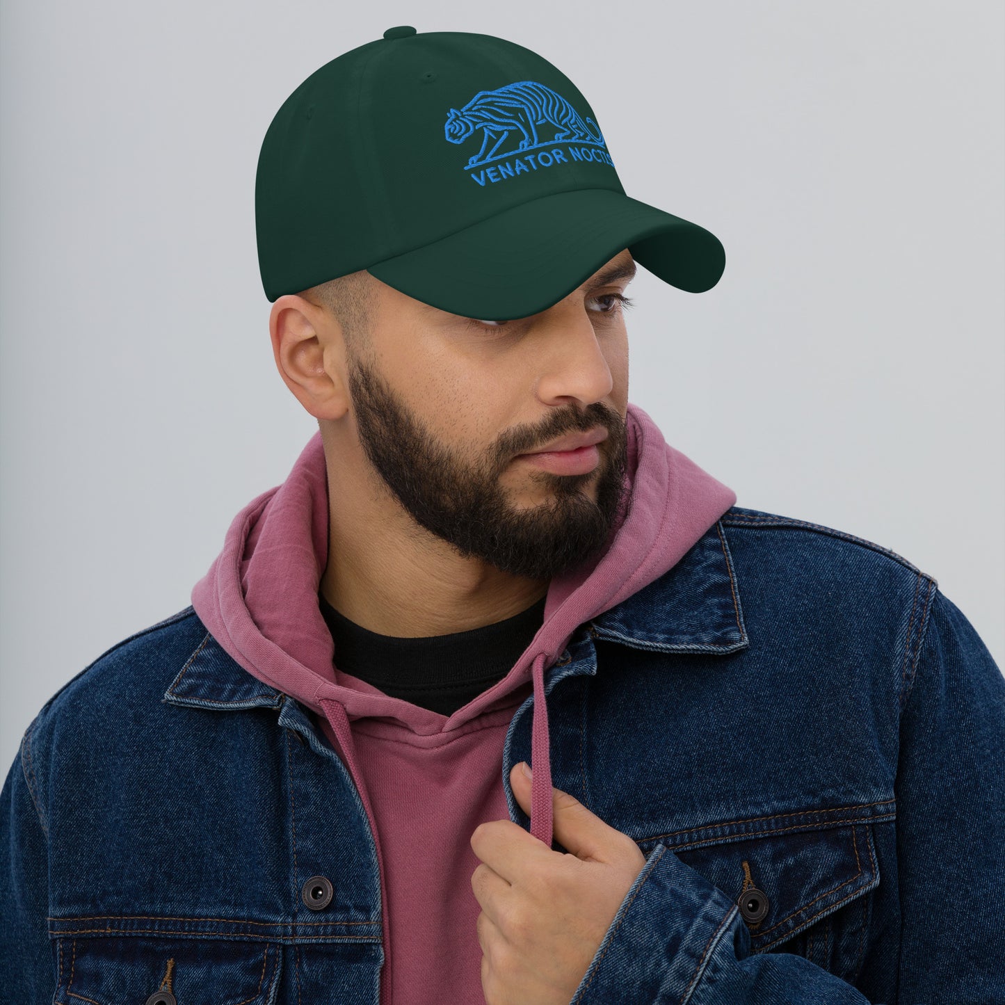 Dad Hat Tiger "VENATOR NOCTIS" Blue One Size adjustable,agility,animal motif,bold design,casual style,courage,dad hat,iconic,power,predator,premium quality,strength,tiger,unique design,unisex,untamed,wild