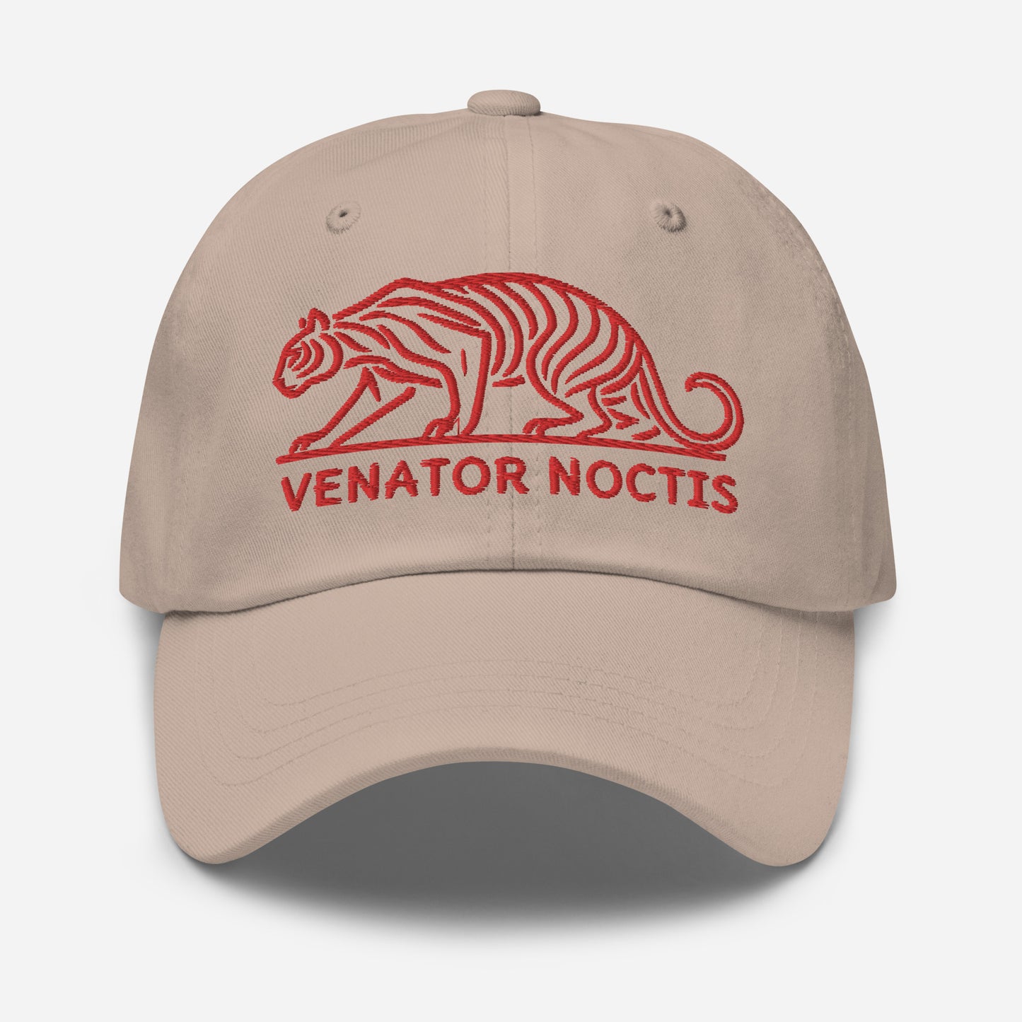 Dad Hat Tiger "VENATOR NOCTIS" Red One Size adjustable,agility,animal motif,bold design,casual style,courage,dad hat,iconic,power,predator,premium quality,strength,tiger,unique design,unisex,untamed,wild