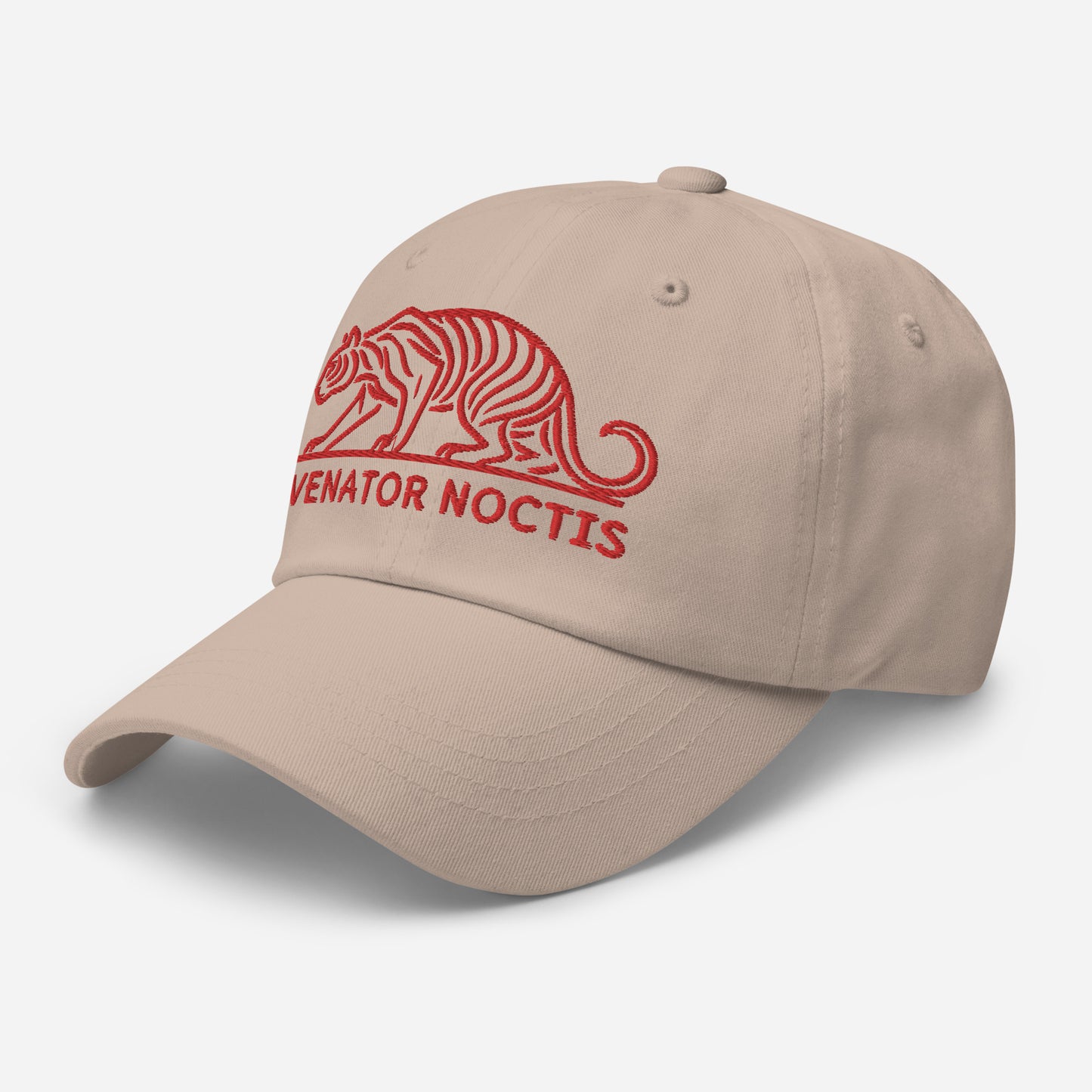 Dad Hat Tiger "VENATOR NOCTIS" Red One Size adjustable,agility,animal motif,bold design,casual style,courage,dad hat,iconic,power,predator,premium quality,strength,tiger,unique design,unisex,untamed,wild