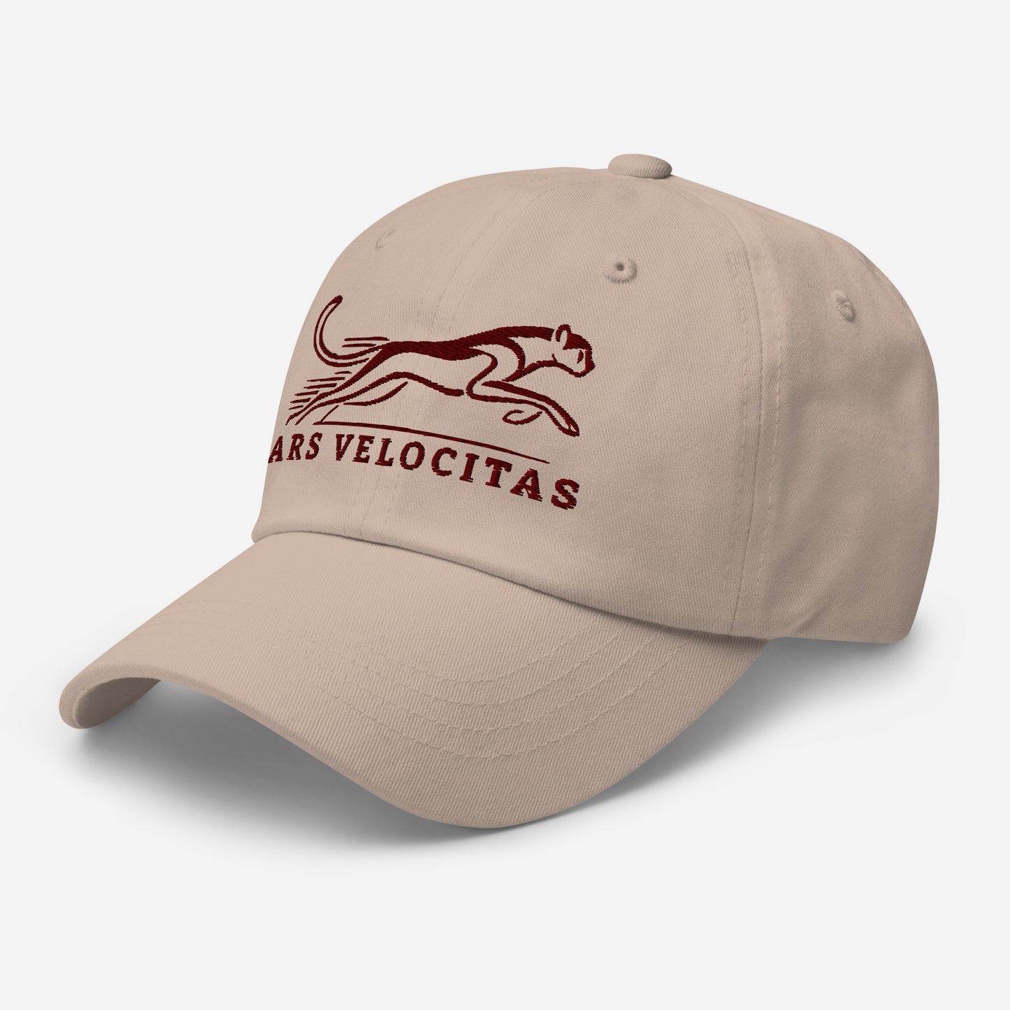 Dad Hat Cheetah "ARS VELOCITAS" Maroon One Size adjustable,agility,animal motif,bold design,casual style,cheetah,dad hat,endurance,iconic,nature-inspired,predator,premium quality,resilience,speed,stealth,strength,unique design,unisex,velocity,wild