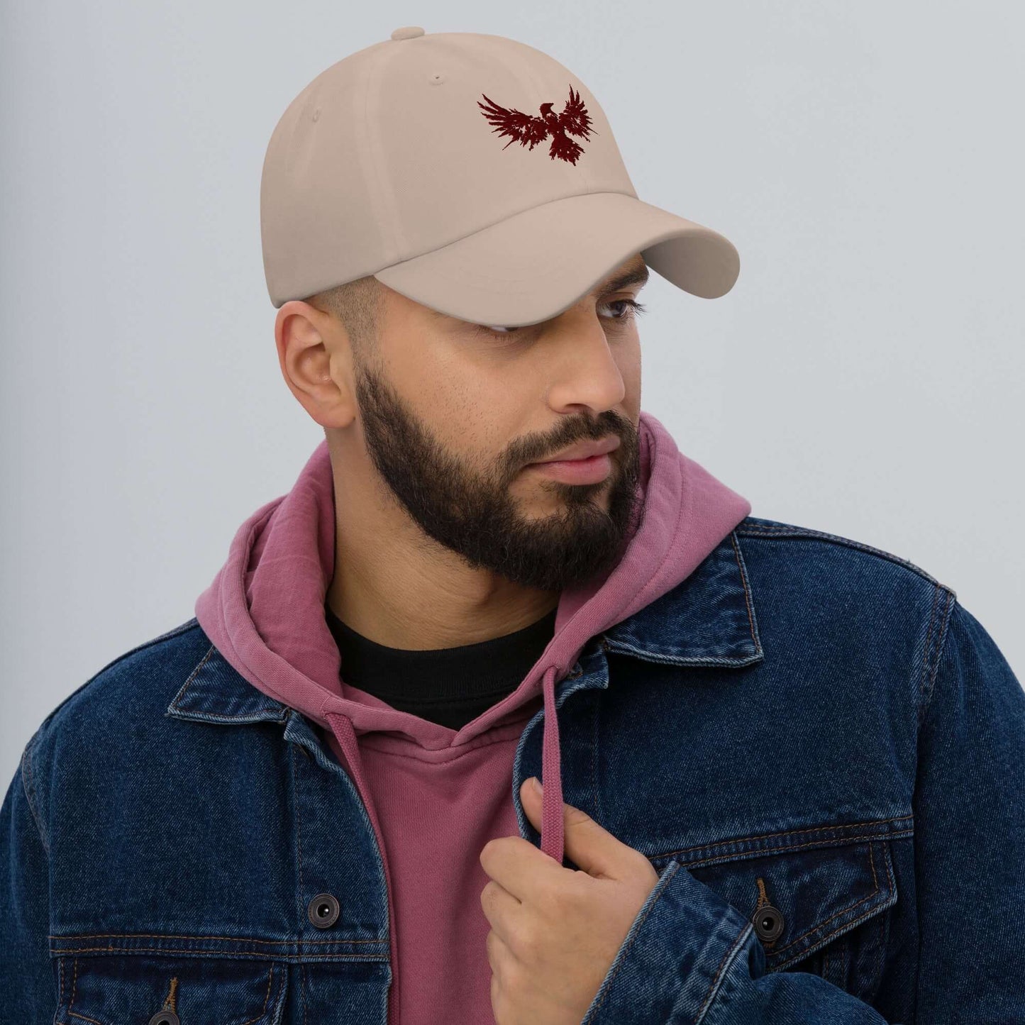 Dad Hat Raven "ENIGMA" Maroon adjustable,animal motif,bold design,casual style,dad hat,endurance,enigma,freedom,iconic,mystery,premium quality,raven,transformation,unique design,unisex