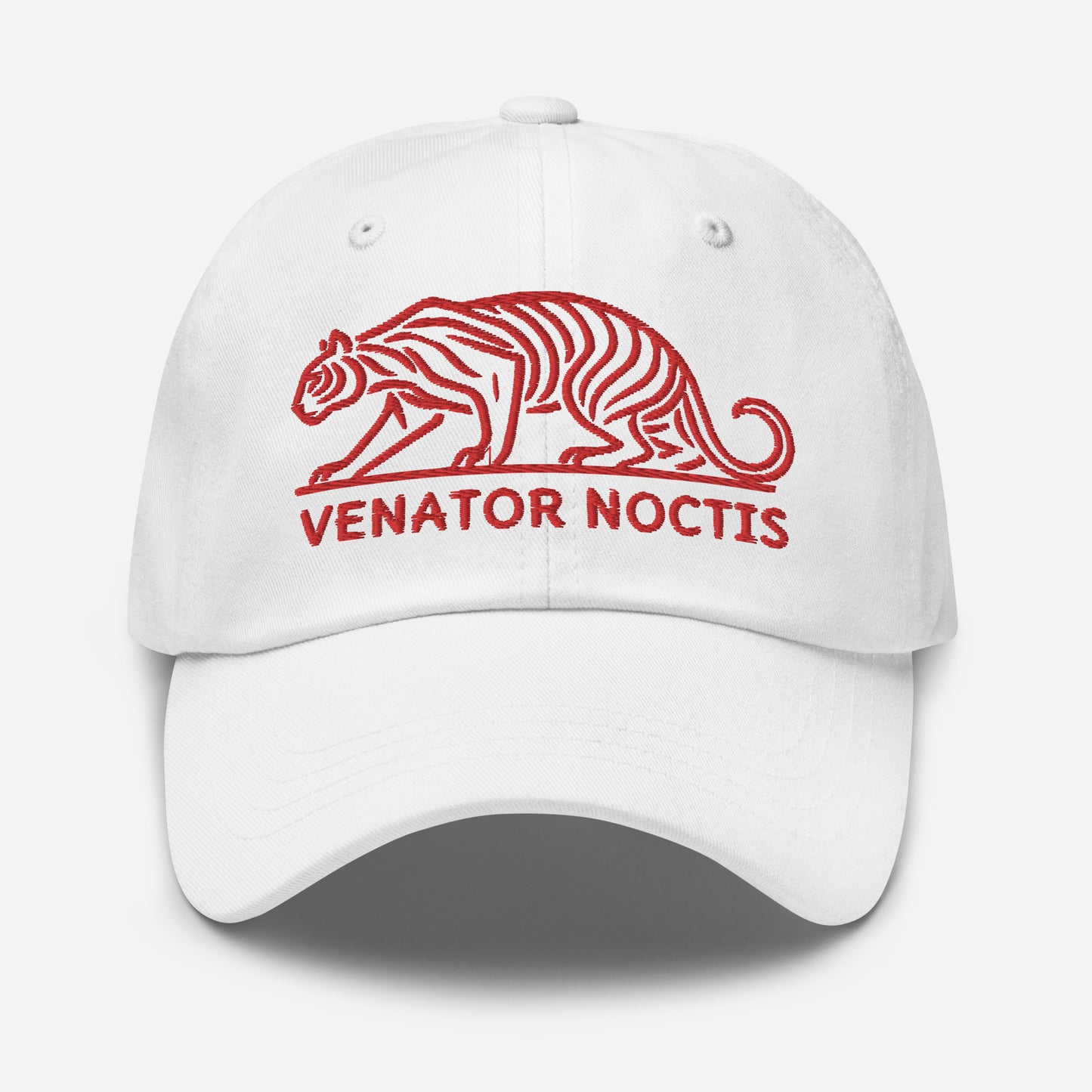 Dad Hat Tiger "VENATOR NOCTIS" Red One Size adjustable,agility,animal motif,bold design,casual style,courage,dad hat,iconic,power,predator,premium quality,strength,tiger,unique design,unisex,untamed,wild