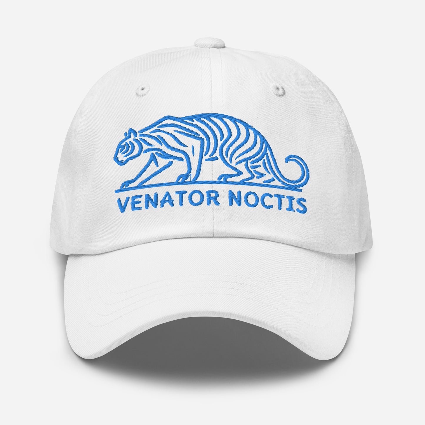 Dad Hat Tiger "VENATOR NOCTIS" Blue One Size adjustable,agility,animal motif,bold design,casual style,courage,dad hat,iconic,power,predator,premium quality,strength,tiger,unique design,unisex,untamed,wild