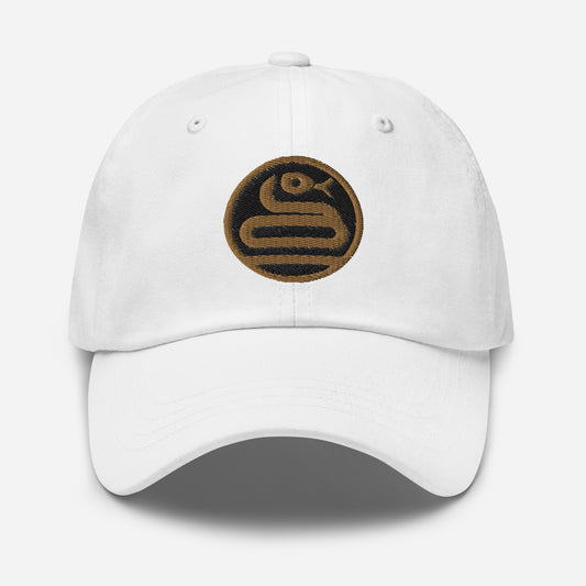 Dad Hat "SNAKE" Old Gold One Size adjustable,animal motif,bold design,casual style,dad hat,iconic,knowledge,mystery,nature-inspired,predator,premium quality,resilience,snake,spirit animal,stealth,symbolism,transformation,unique design,unisex,wisdom