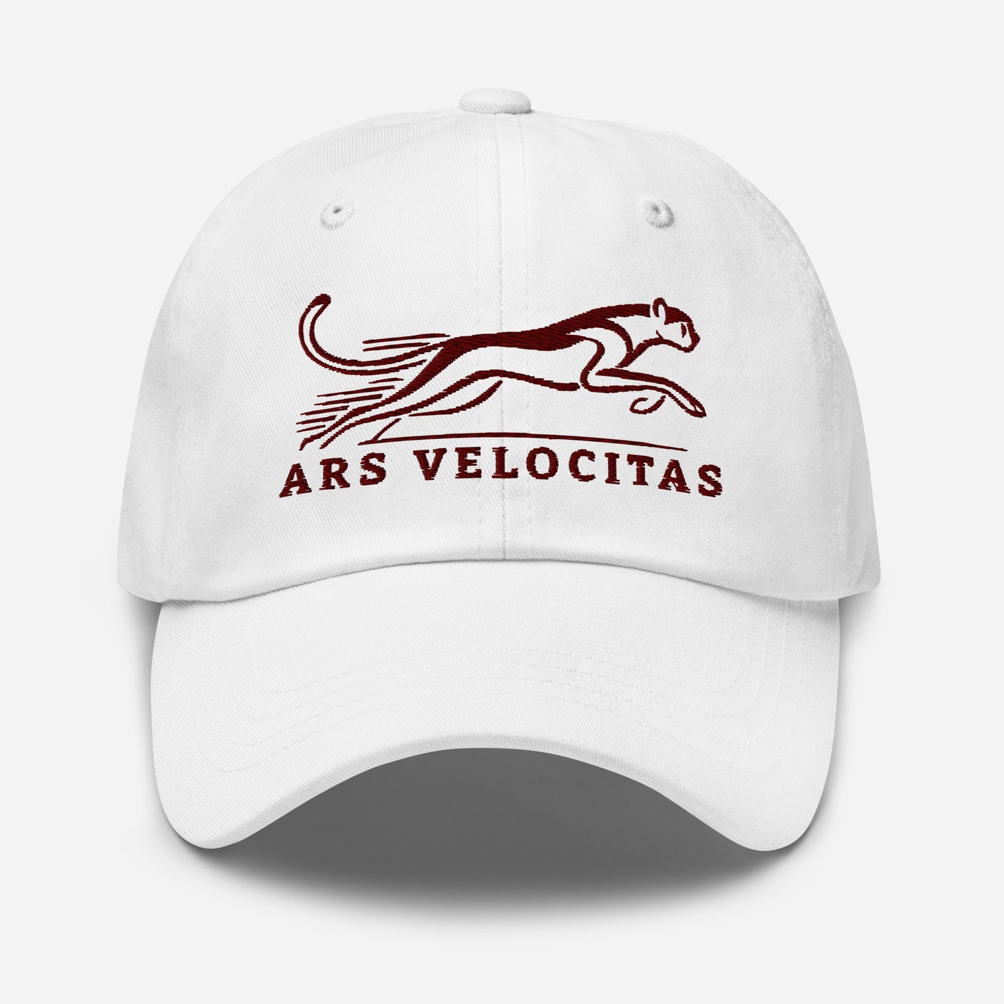 Dad Hat Cheetah "ARS VELOCITAS" Maroon One Size adjustable,agility,animal motif,bold design,casual style,cheetah,dad hat,endurance,iconic,nature-inspired,predator,premium quality,resilience,speed,stealth,strength,unique design,unisex,velocity,wild