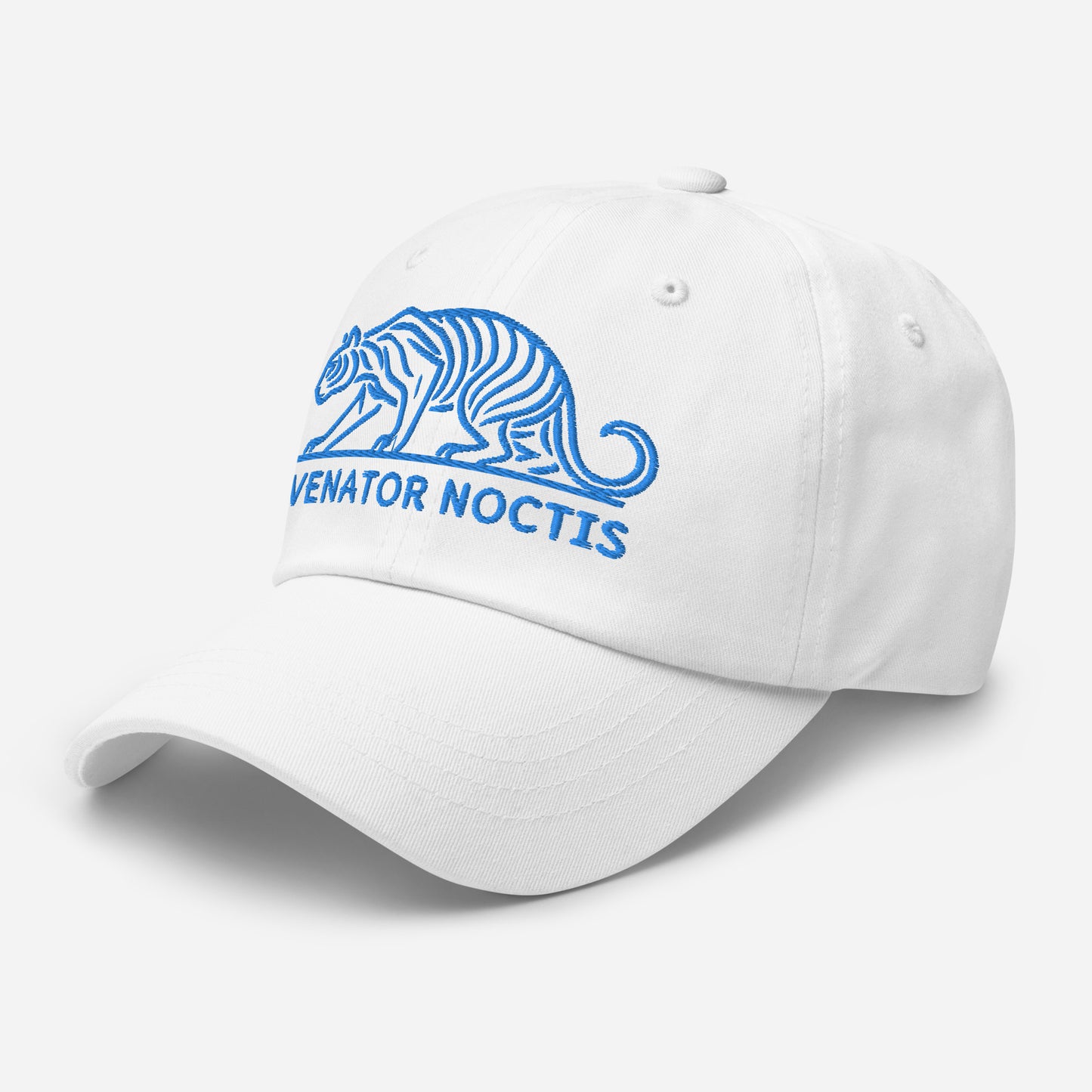 Dad Hat Tiger "VENATOR NOCTIS" Blue One Size adjustable,agility,animal motif,bold design,casual style,courage,dad hat,iconic,power,predator,premium quality,strength,tiger,unique design,unisex,untamed,wild