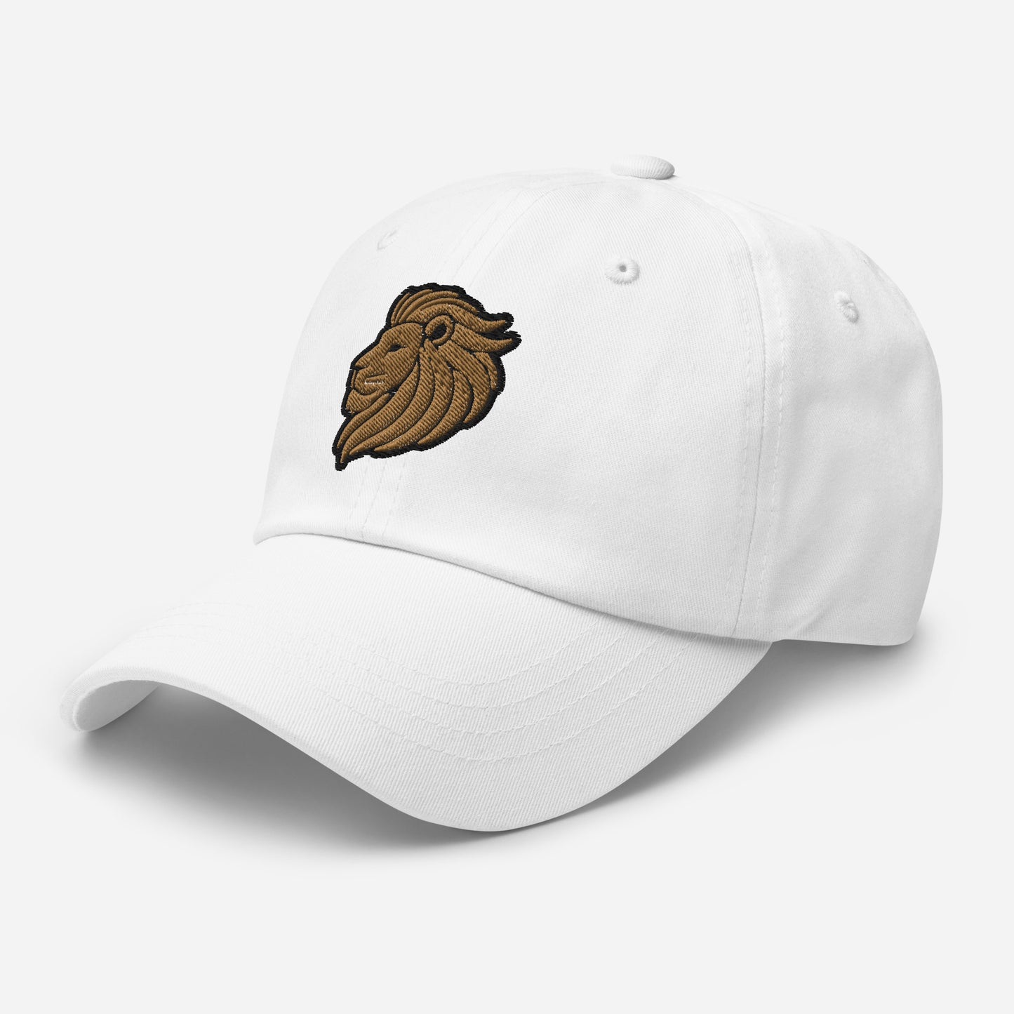 Dad Hat "LION HEAD" Old Gold One Size adjustable,animal motif,bold design,casual style,courage,dad hat,iconic,leadership,lion,majesty,nature,noble,power,premium quality,strength,unique design,unisex