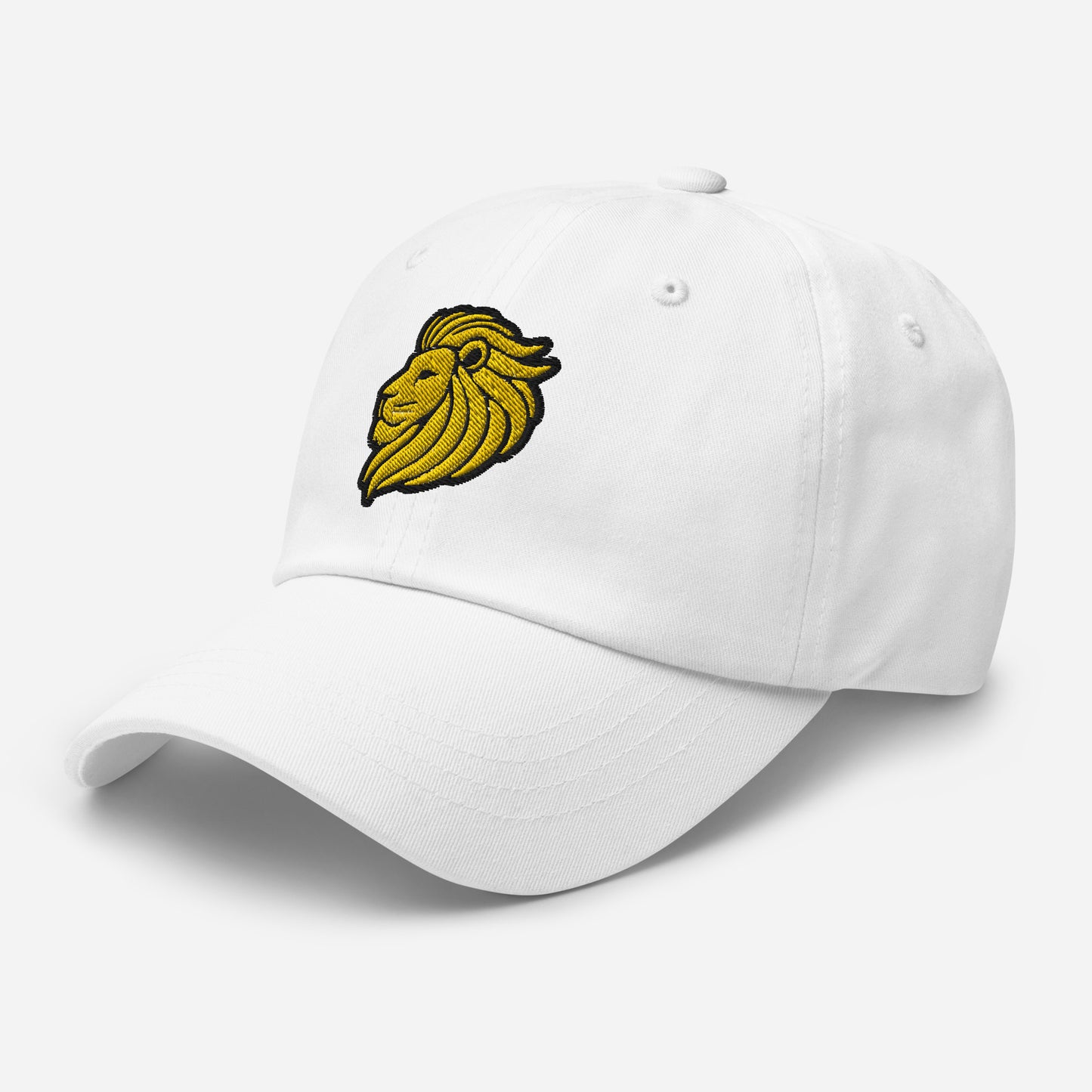 Dad Hat "LION HEAD" Gold One Size adjustable,animal motif,bold design,casual style,courage,dad hat,iconic,leadership,lion,majesty,nature,noble,power,premium quality,strength,unique design,unisex