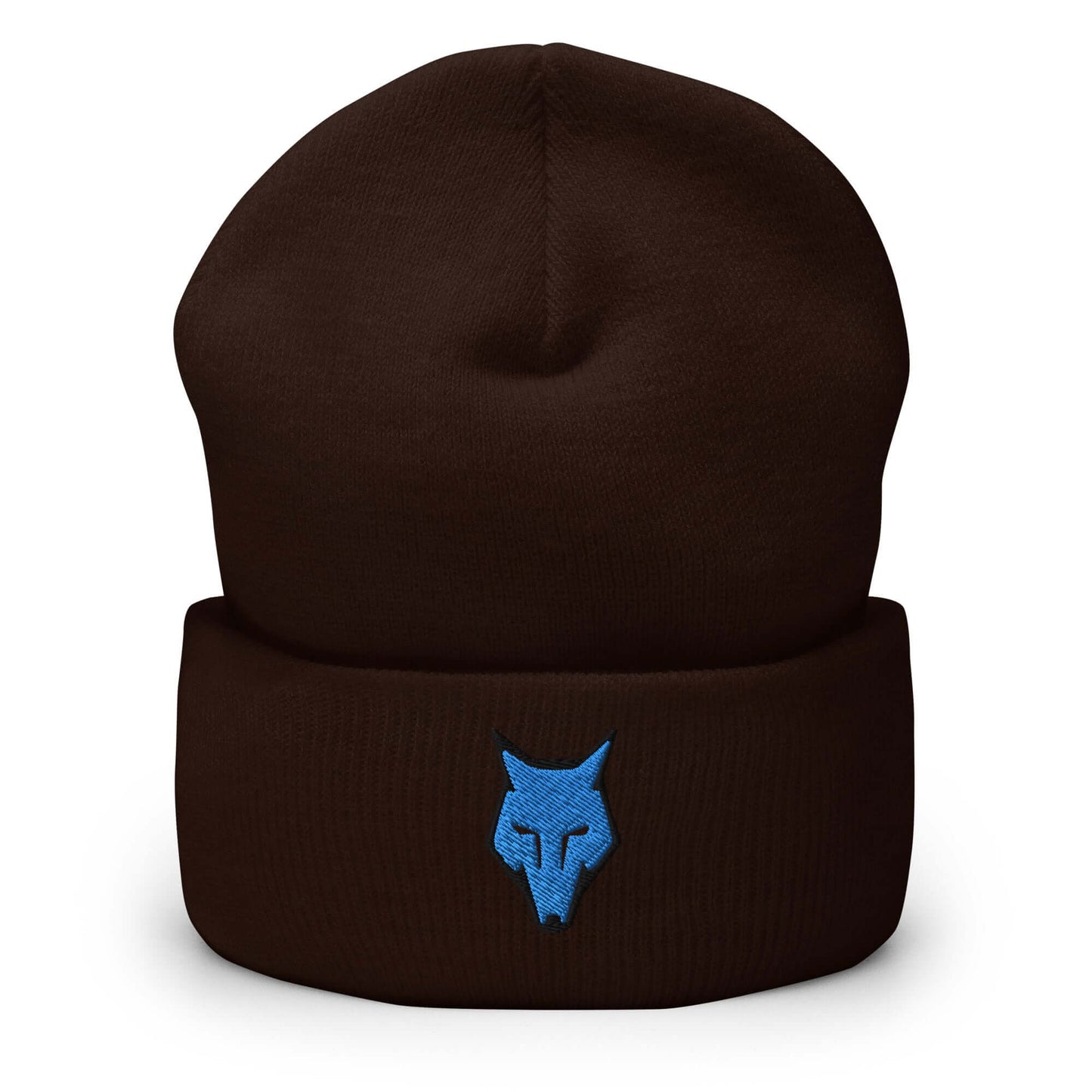 Cuffed Beanie Wolf Logo "LOBO" Blue One Size alpha,animal motif,beanie,bold design,courage,endurance,freedom,iconic,lone wolf,motivational,nature-inspired,predator,resilience,stealth,strength,survival,unique design,unisex,warmth,wild spirit,winter wear,wo