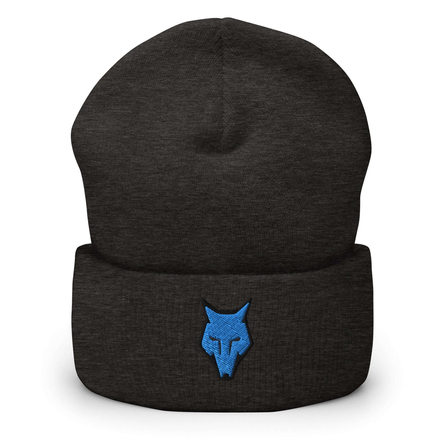 Cuffed Beanie Wolf Logo "LOBO" Blue One Size alpha,animal motif,beanie,bold design,courage,endurance,freedom,iconic,lone wolf,motivational,nature-inspired,predator,resilience,stealth,strength,survival,unique design,unisex,warmth,wild spirit,winter wear,wo