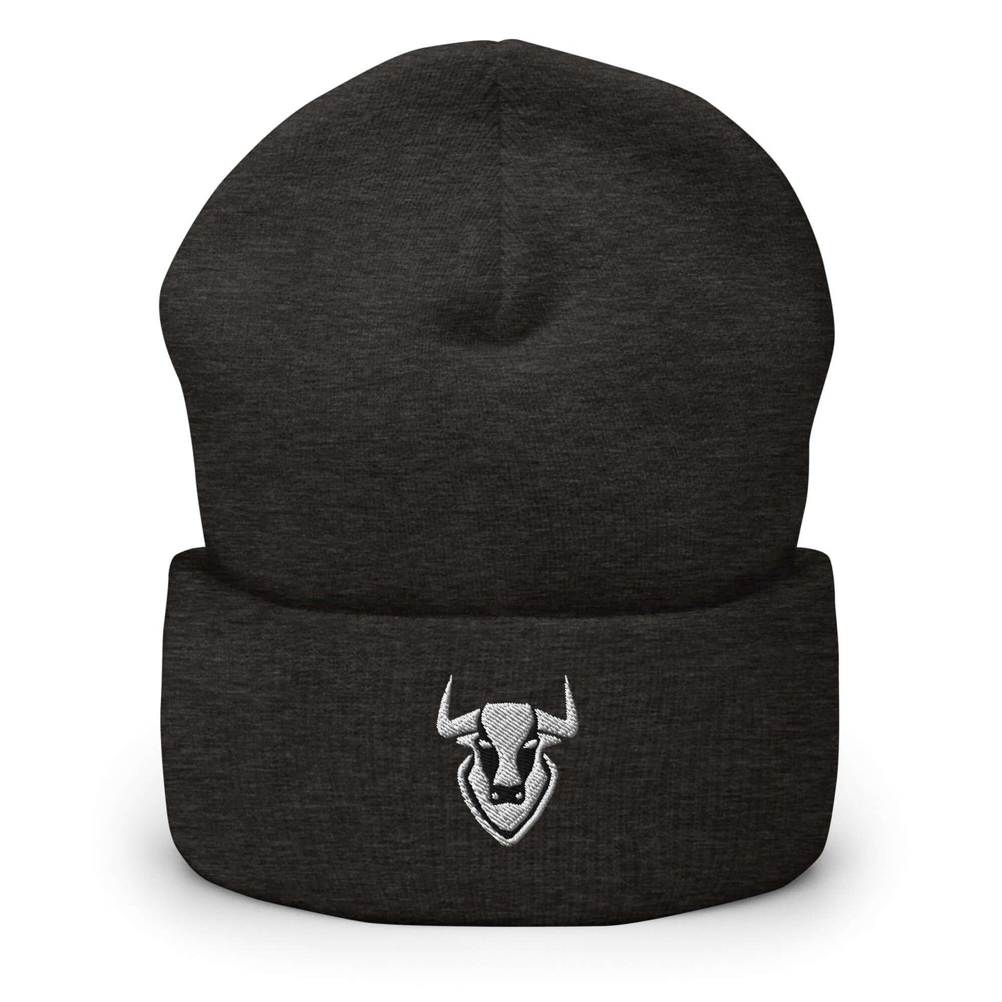 Cuffed Beanie Bull Logo "TORO" White One Size animal motif,beanie,bold design,bull,endurance,iconic,motivational,nature-inspired,power,resilience,spirit,strength,unique design,unisex,warmth,winter wear