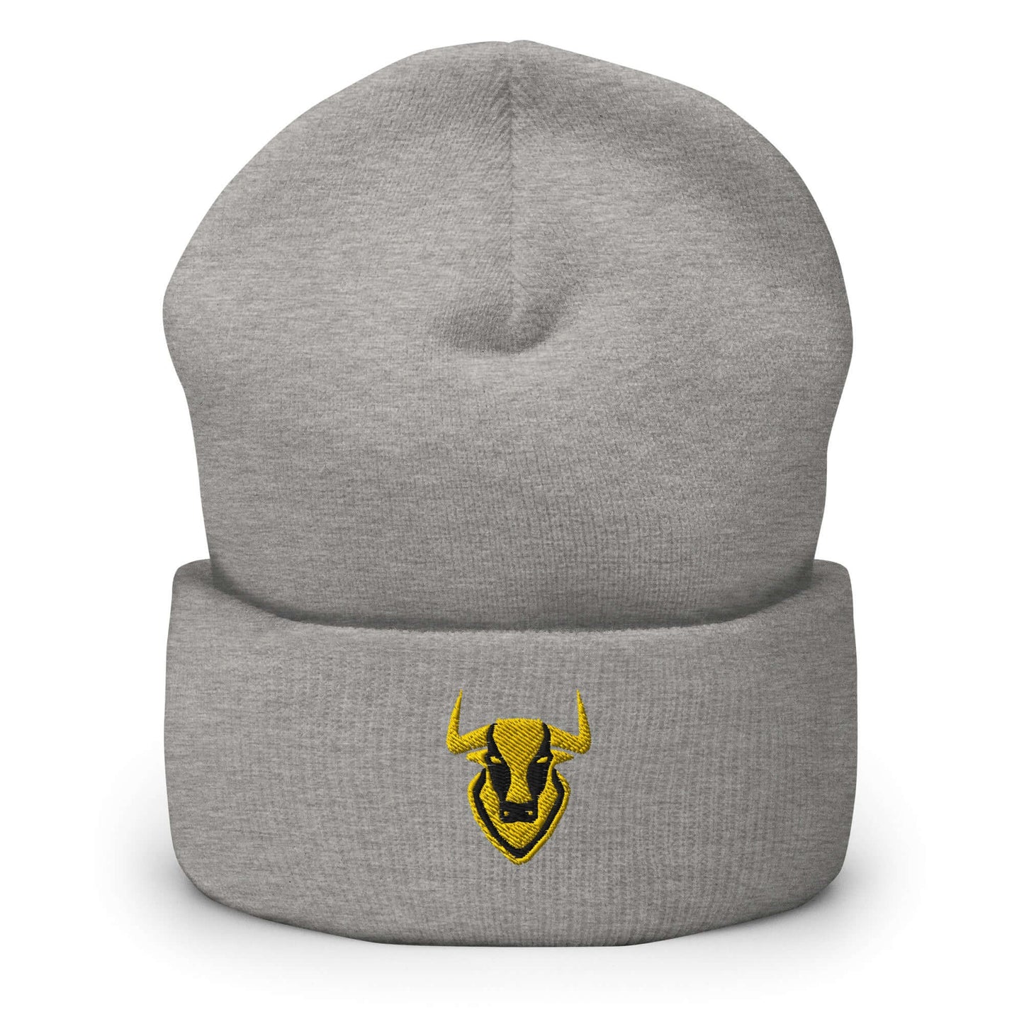 Cuffed Beanie Bull Logo "TORO" Gold One Size animal motif,beanie,bold design,bull,endurance,iconic,motivational,nature-inspired,power,resilience,spirit,strength,unique design,unisex,warmth,winter wear