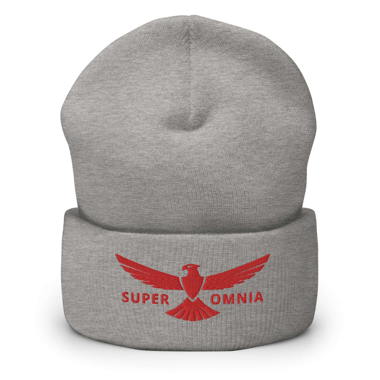 Cuffed Beanie Eagle "SUPER OMNIA" Red One Size above all,animal motif,beanie,bold design,eagle,focus,freedom,iconic,independence,motivational,nature-inspired,resilience,soar,strength,unique design,unisex,vision,warmth,winter wear