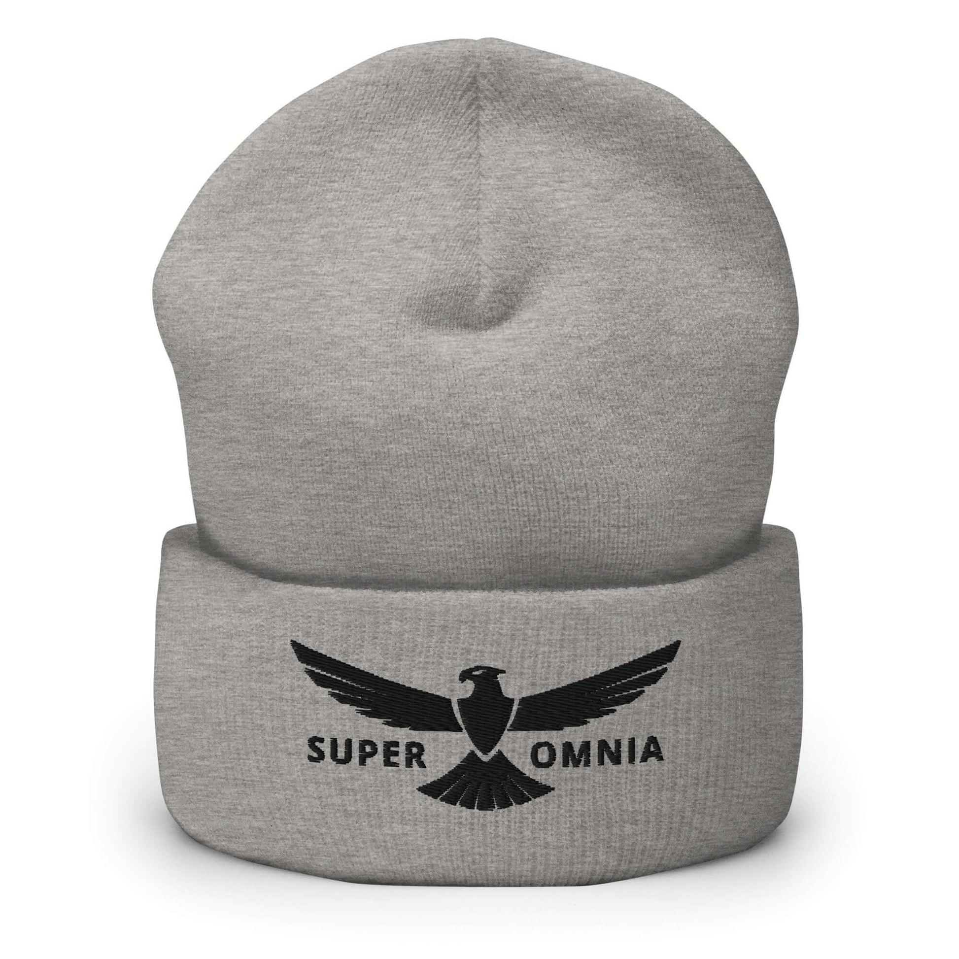 Cuffed Beanie Eagle "SUPER OMNIA" Black One Size above all,animal motif,beanie,bold design,eagle,focus,freedom,iconic,independence,motivational,nature-inspired,resilience,soar,strength,unique design,unisex,vision,warmth,winter wear