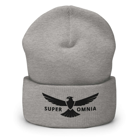 Cuffed Beanie Eagle "SUPER OMNIA" Black One Size above all,animal motif,beanie,bold design,eagle,focus,freedom,iconic,independence,motivational,nature-inspired,resilience,soar,strength,unique design,unisex,vision,warmth,winter wear