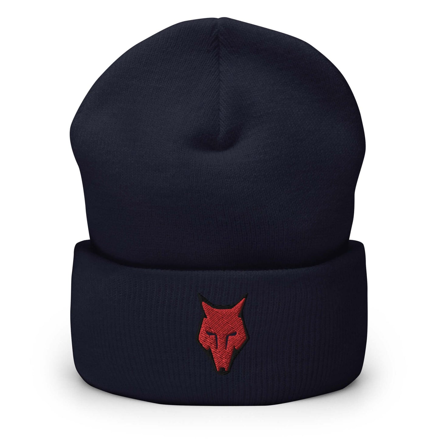 Cuffed Beanie Wolf Logo "LOBO" Red One Size alpha,animal motif,beanie,bold design,courage,endurance,freedom,iconic,lone wolf,motivational,nature-inspired,predator,resilience,stealth,strength,survival,unique design,unisex,warmth,wild spirit,winter wear,wol